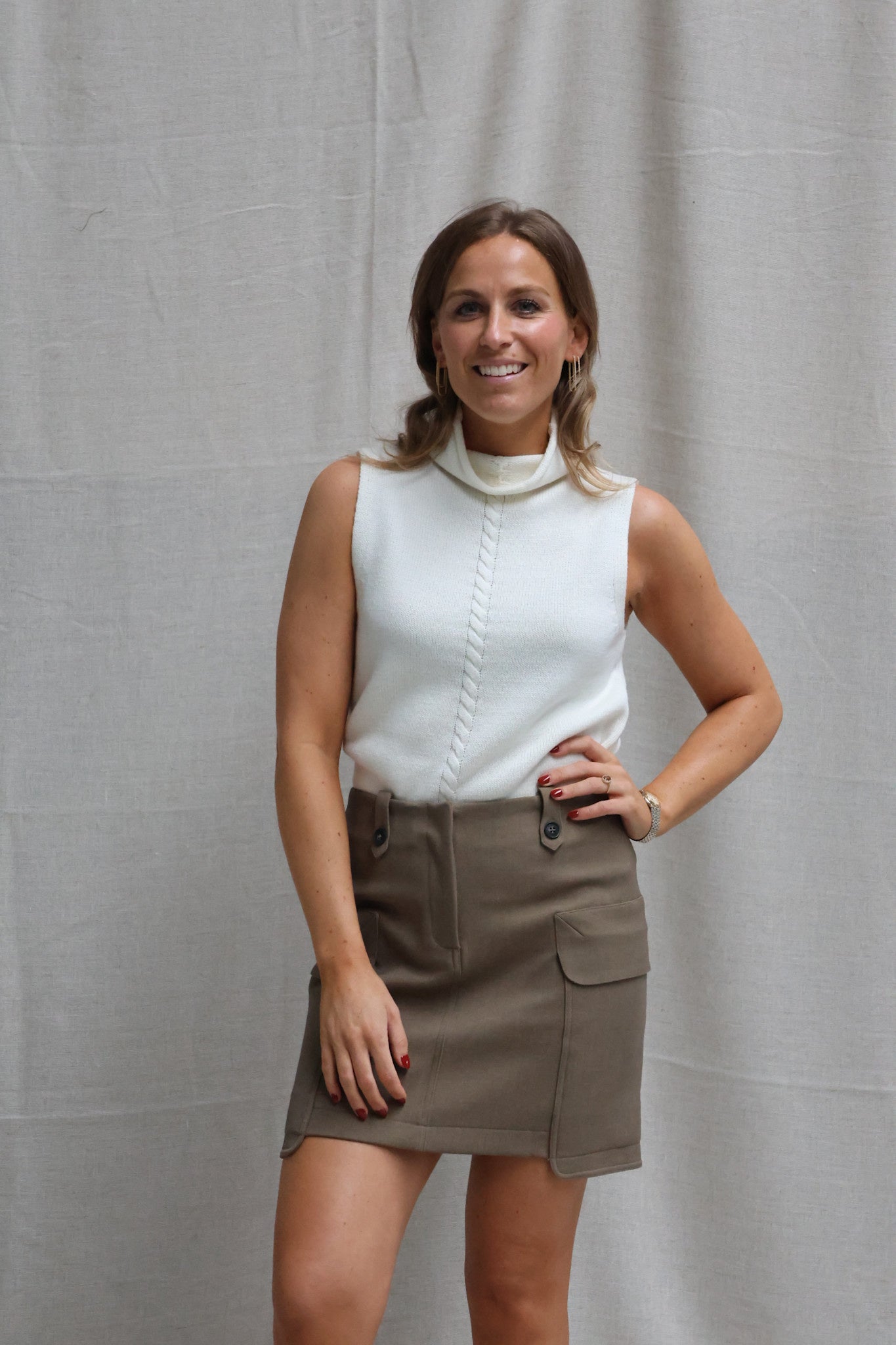 Nalou high neck top offwhite