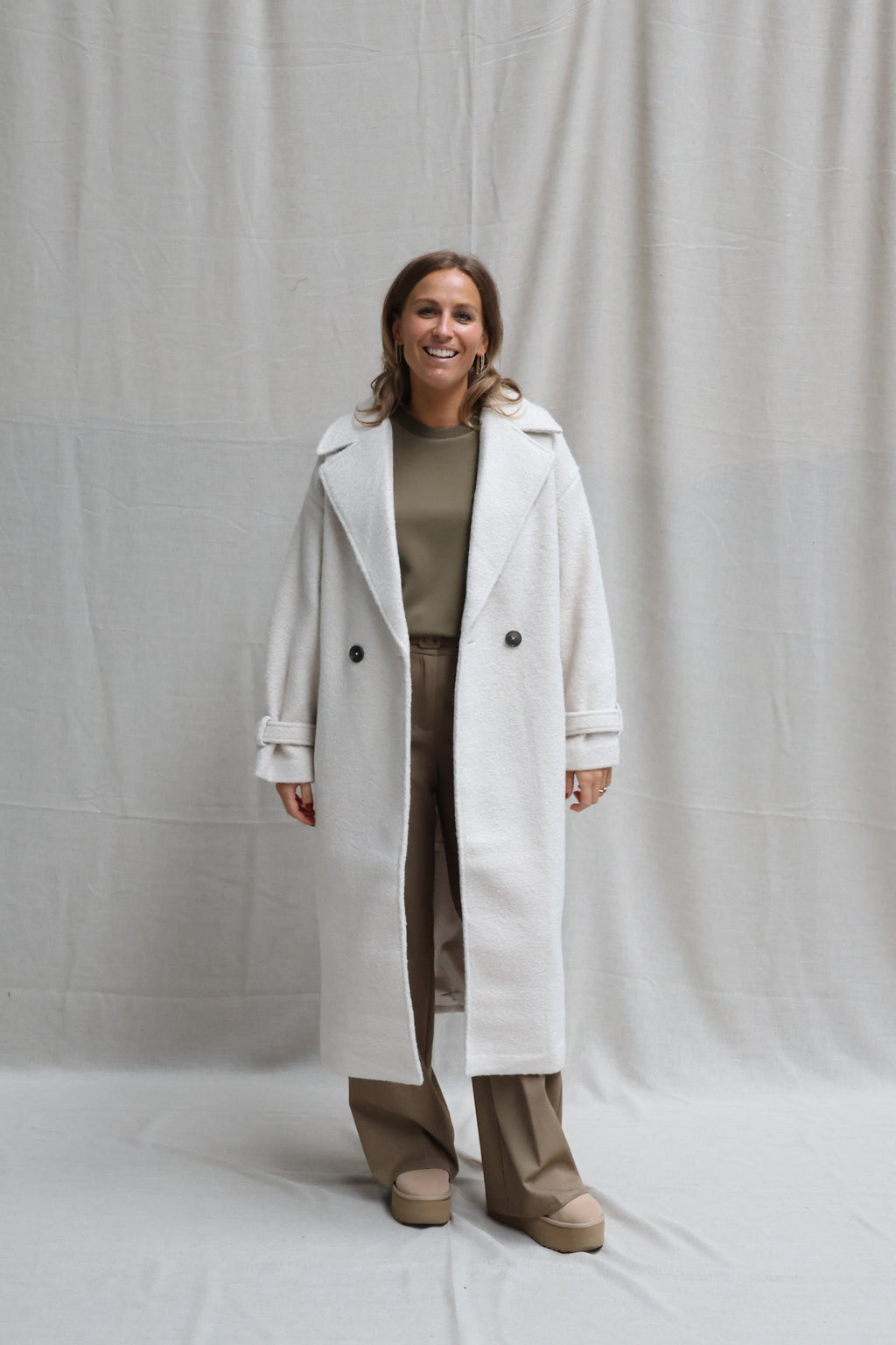 Murielle woven bouclé coat offwhite