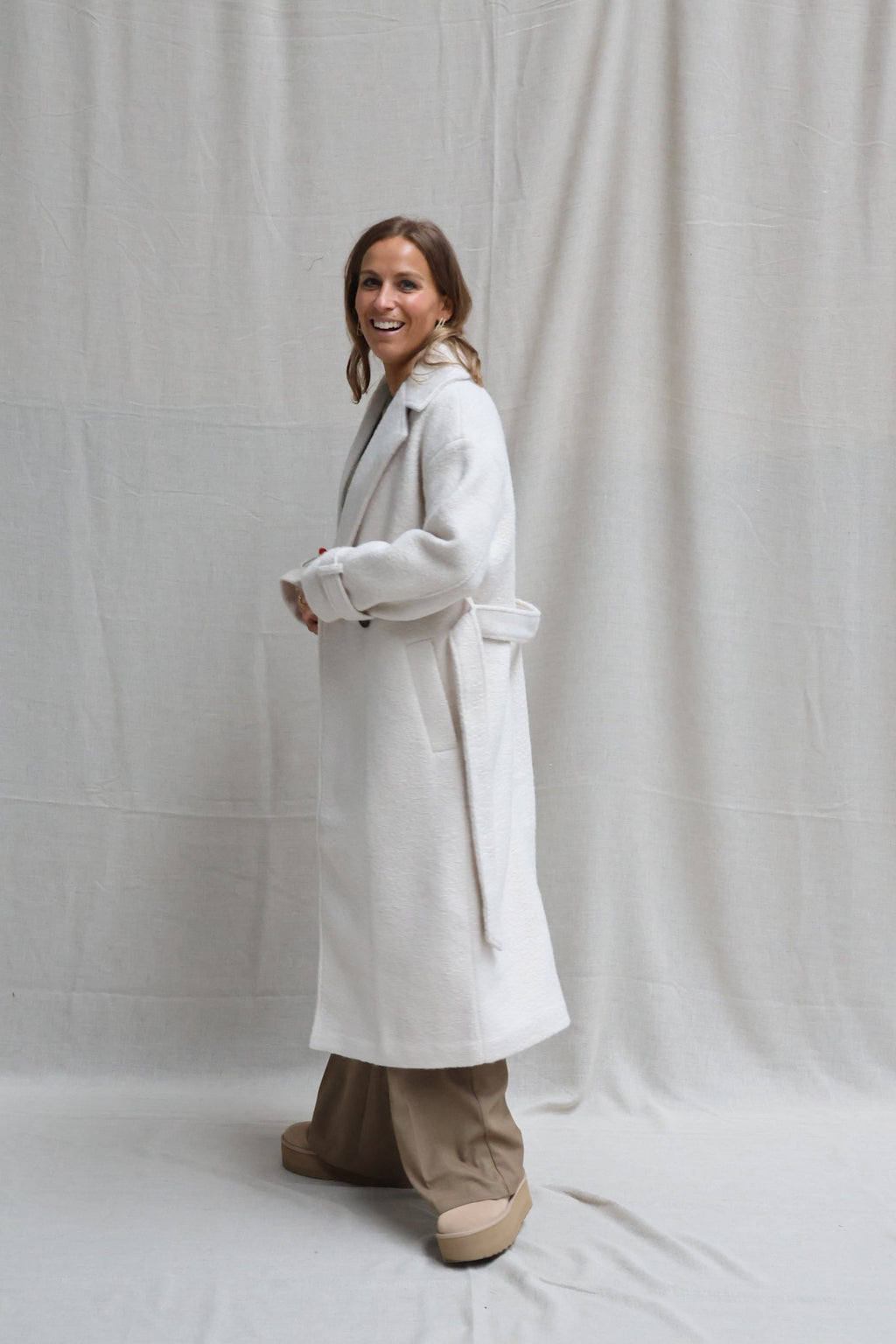 Murielle woven bouclé coat offwhite