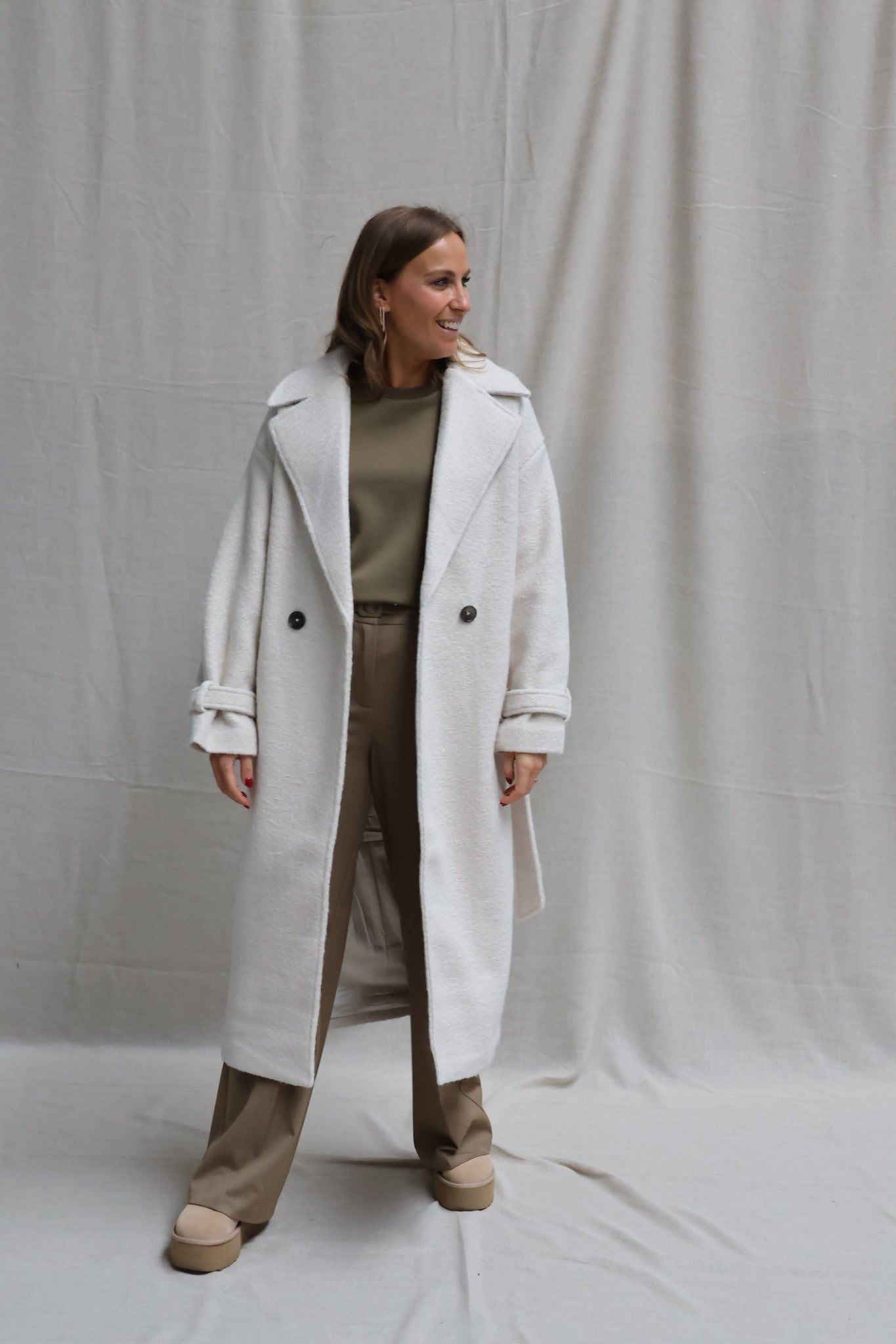 Murielle woven bouclé coat offwhite