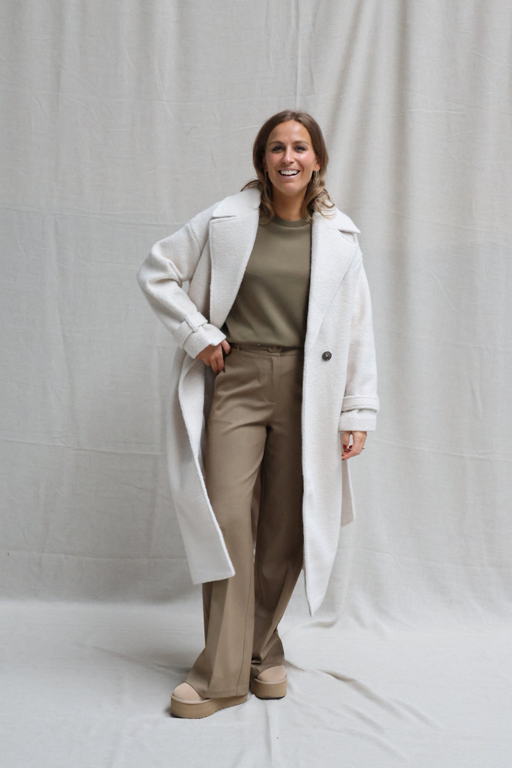 Murielle woven bouclé coat offwhite