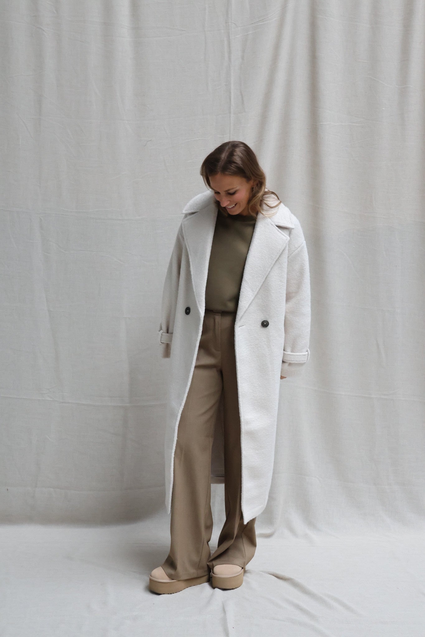 Murielle woven bouclé coat offwhite