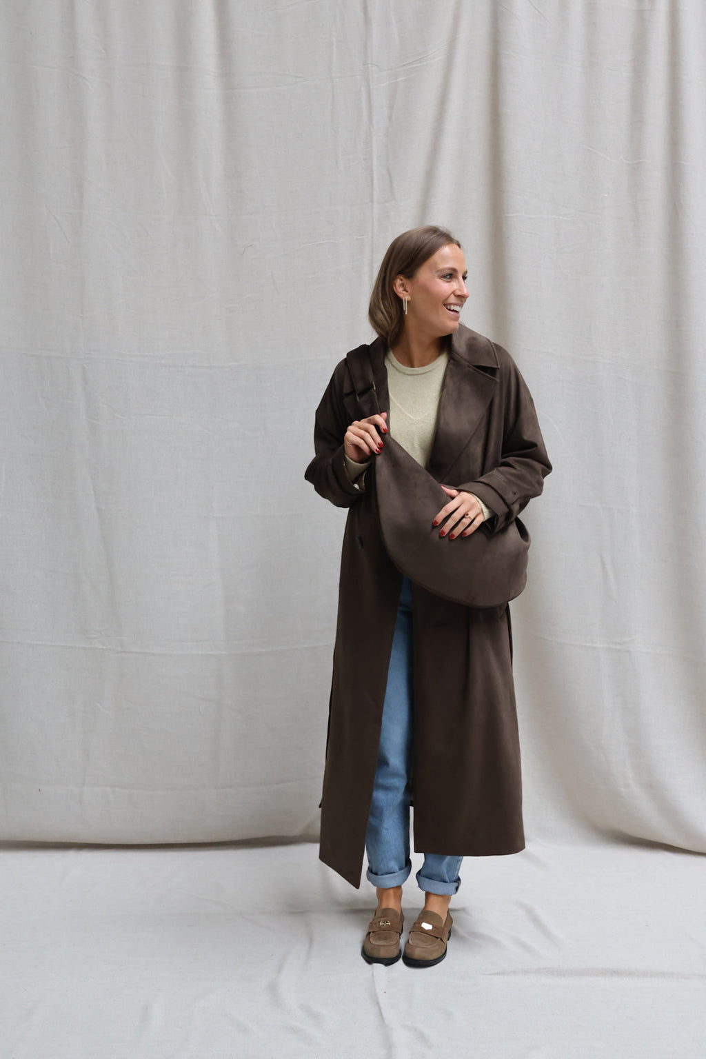 Suze suède coat dark kaki