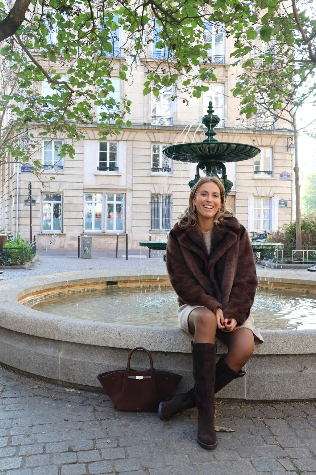 Nicole faux fur coat choco