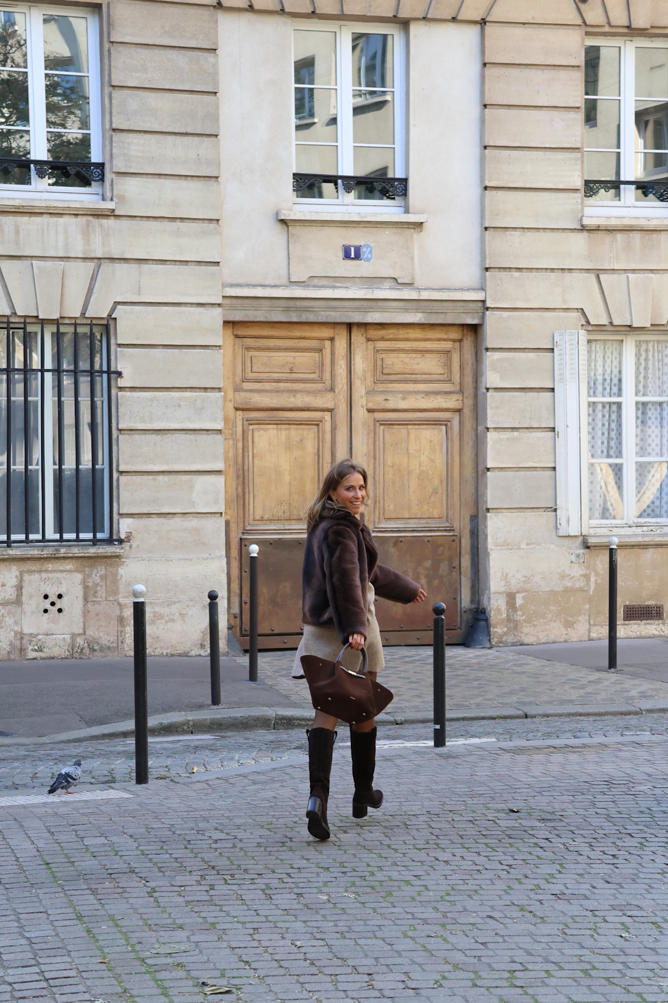 Nicole faux fur coat choco