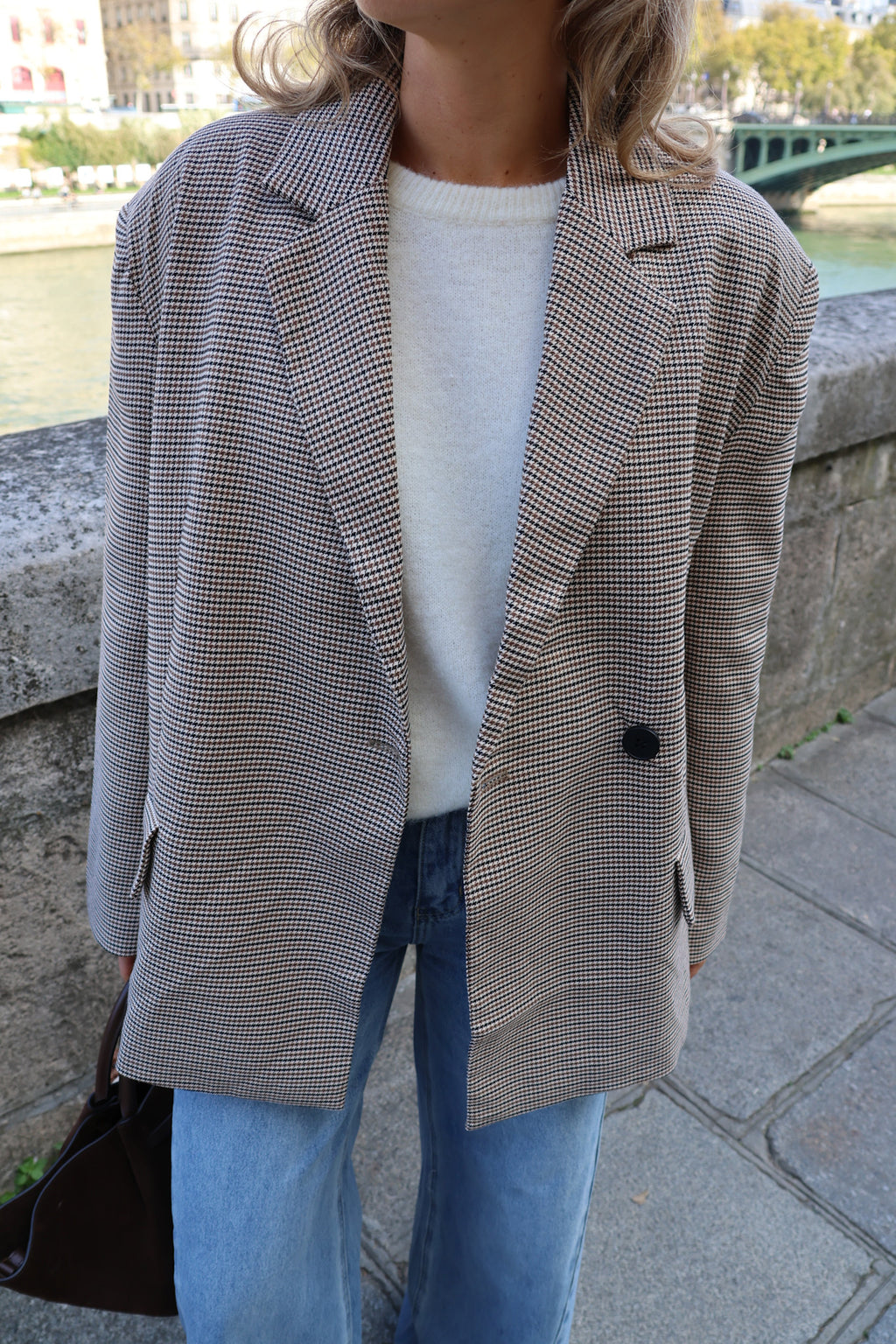 Camille checked blazer choco
