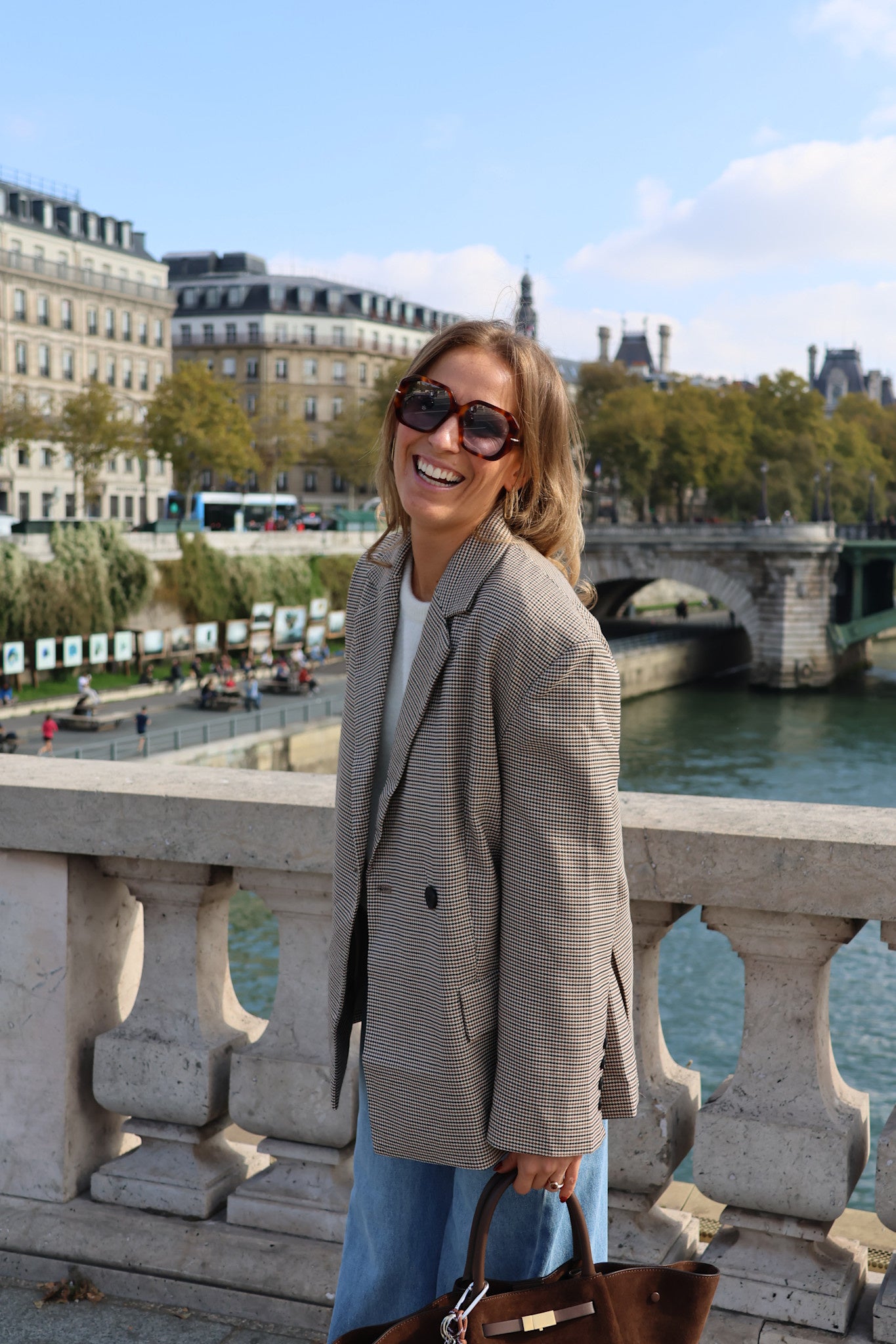 Camille checked blazer choco