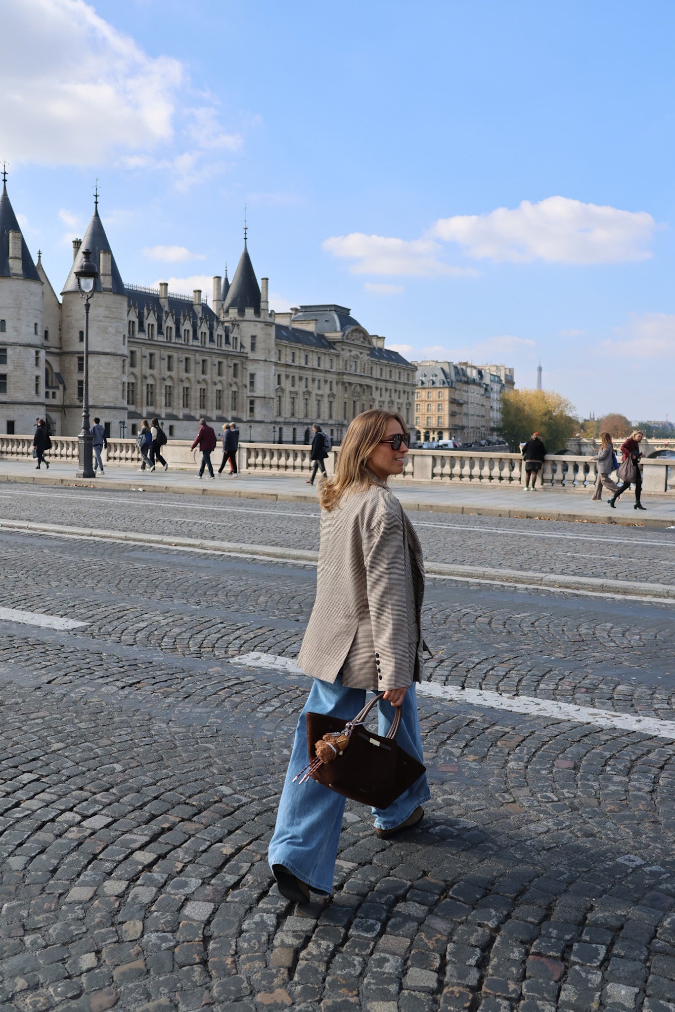 Camille checked blazer choco
