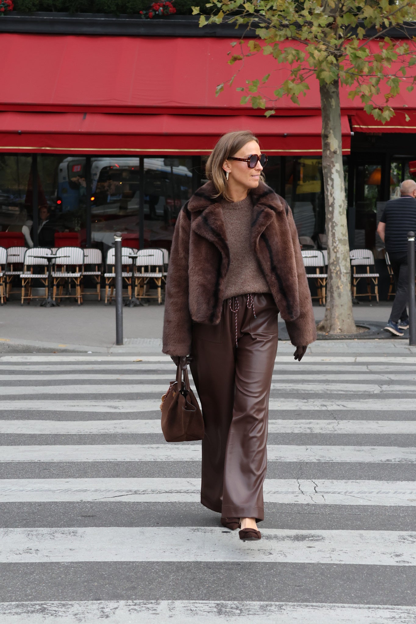 Nicole faux fur coat choco