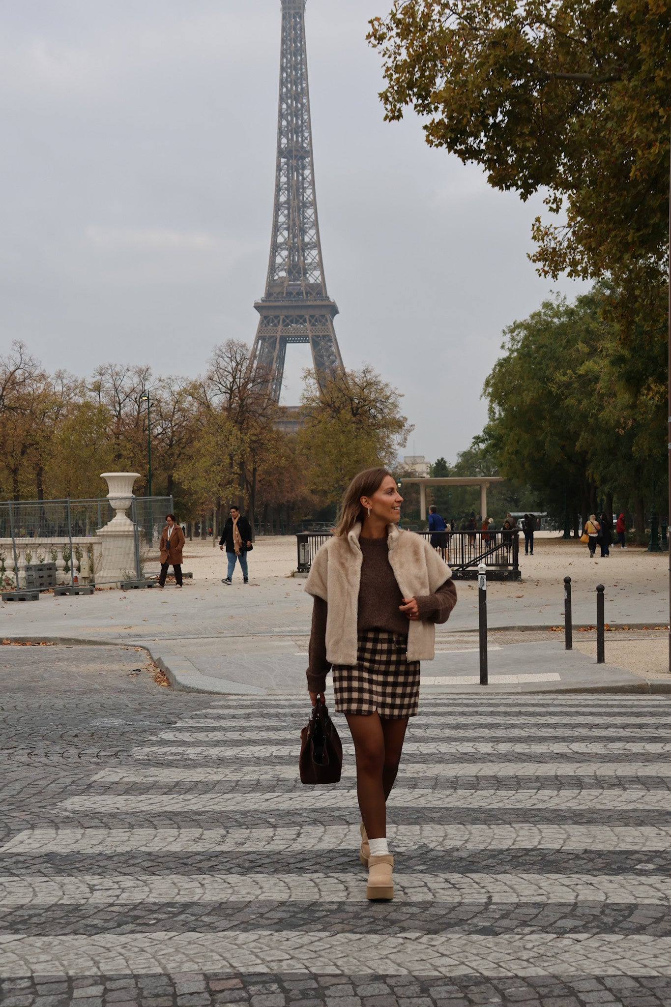 Gabrielle carreaux skirt choco