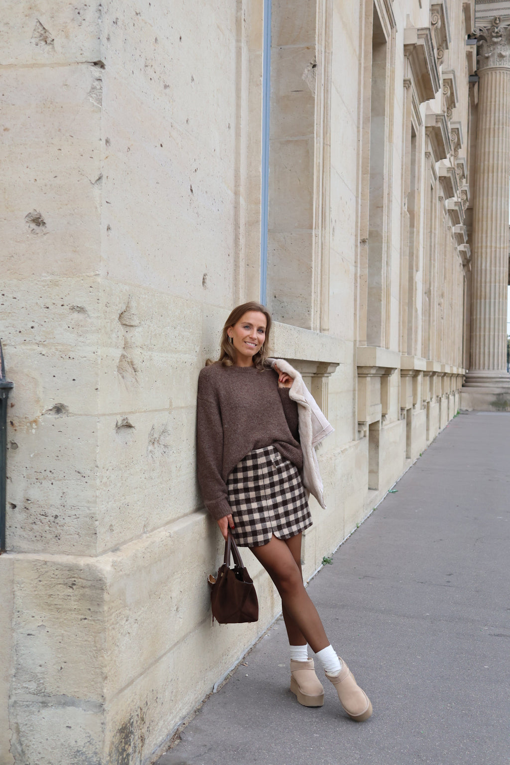 Gabrielle carreaux skirt choco
