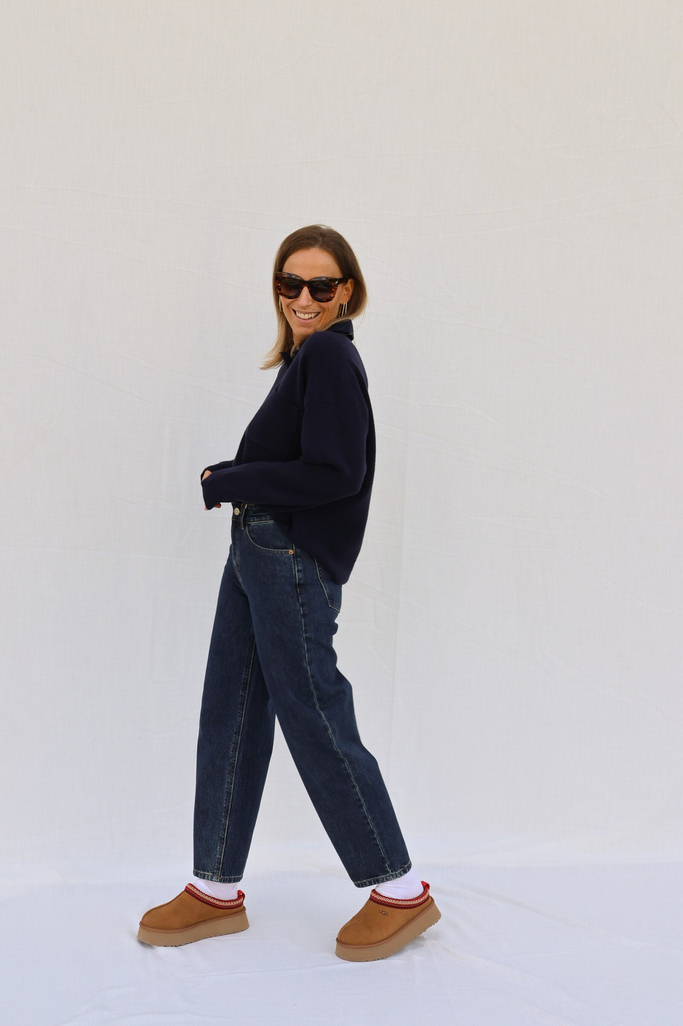 Maud barrel jeans dark denim