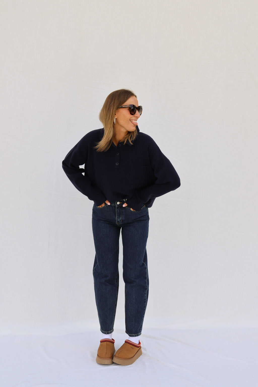 Maud barrel jeans dark denim