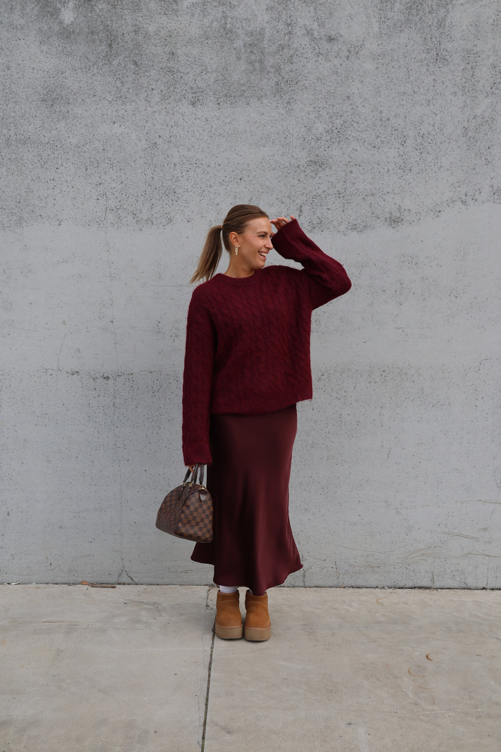 Amara satin skirt burgundy