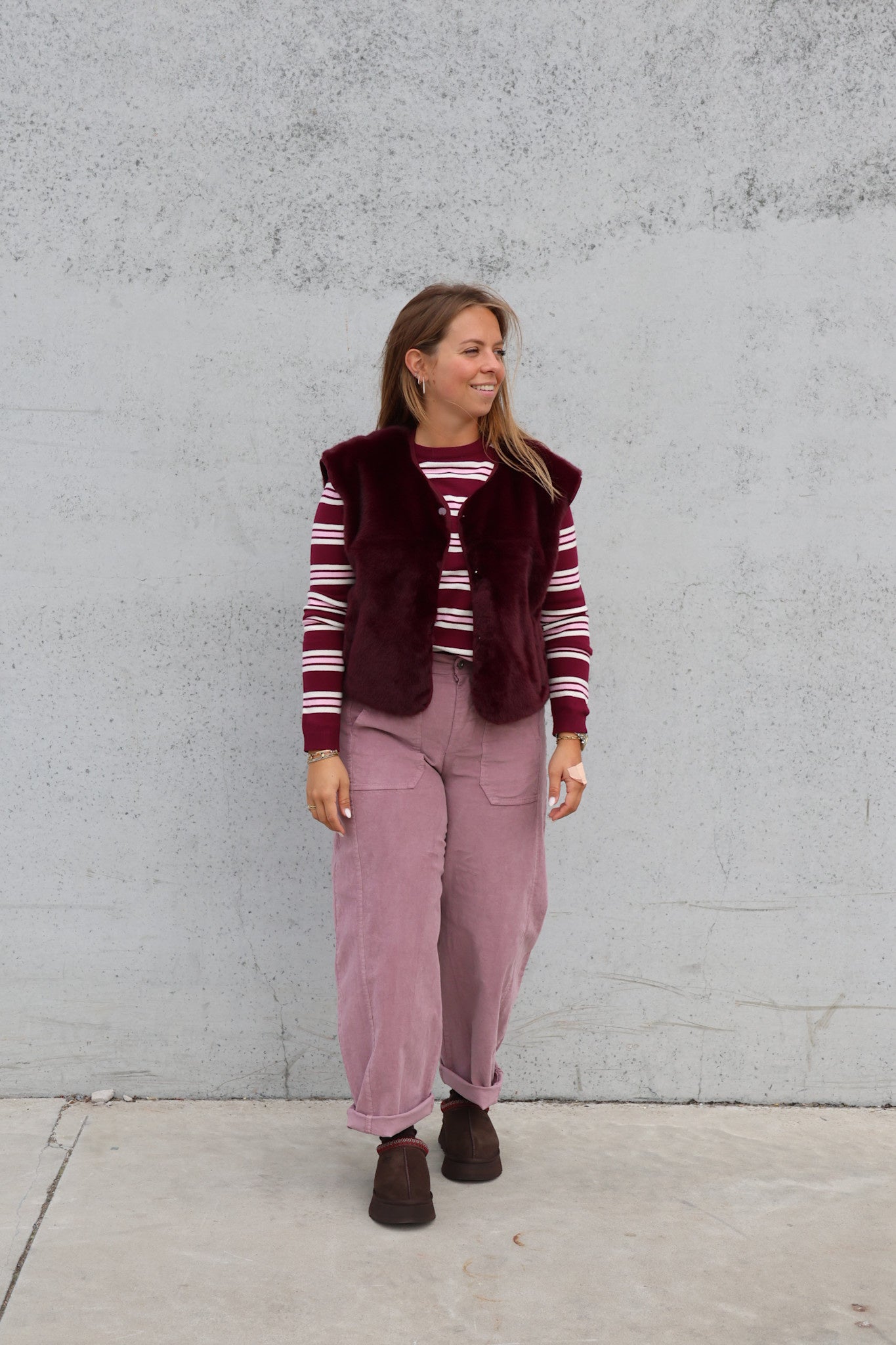 Winnie gestreept pulletje bordeaux