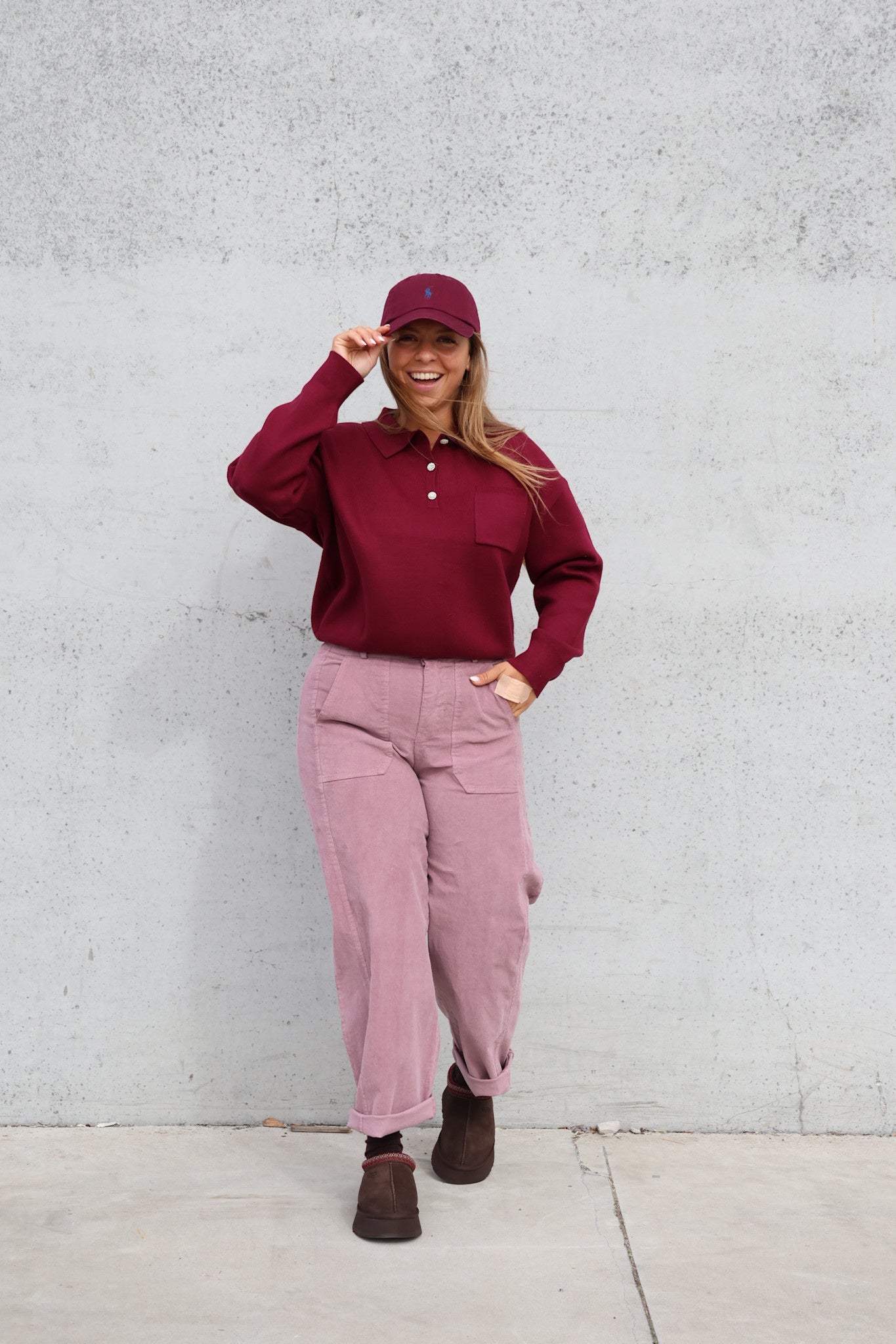 Florence polo knit burgundy