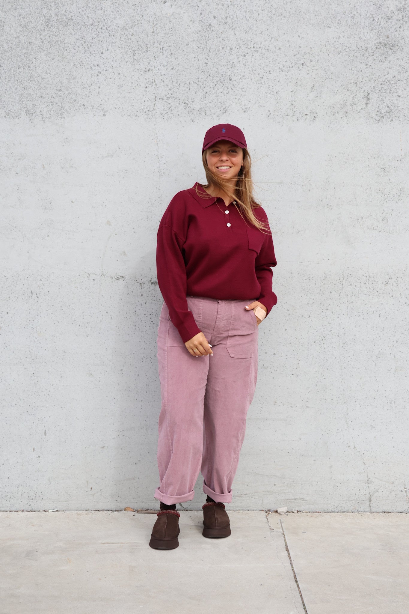 Florence polo knit burgundy