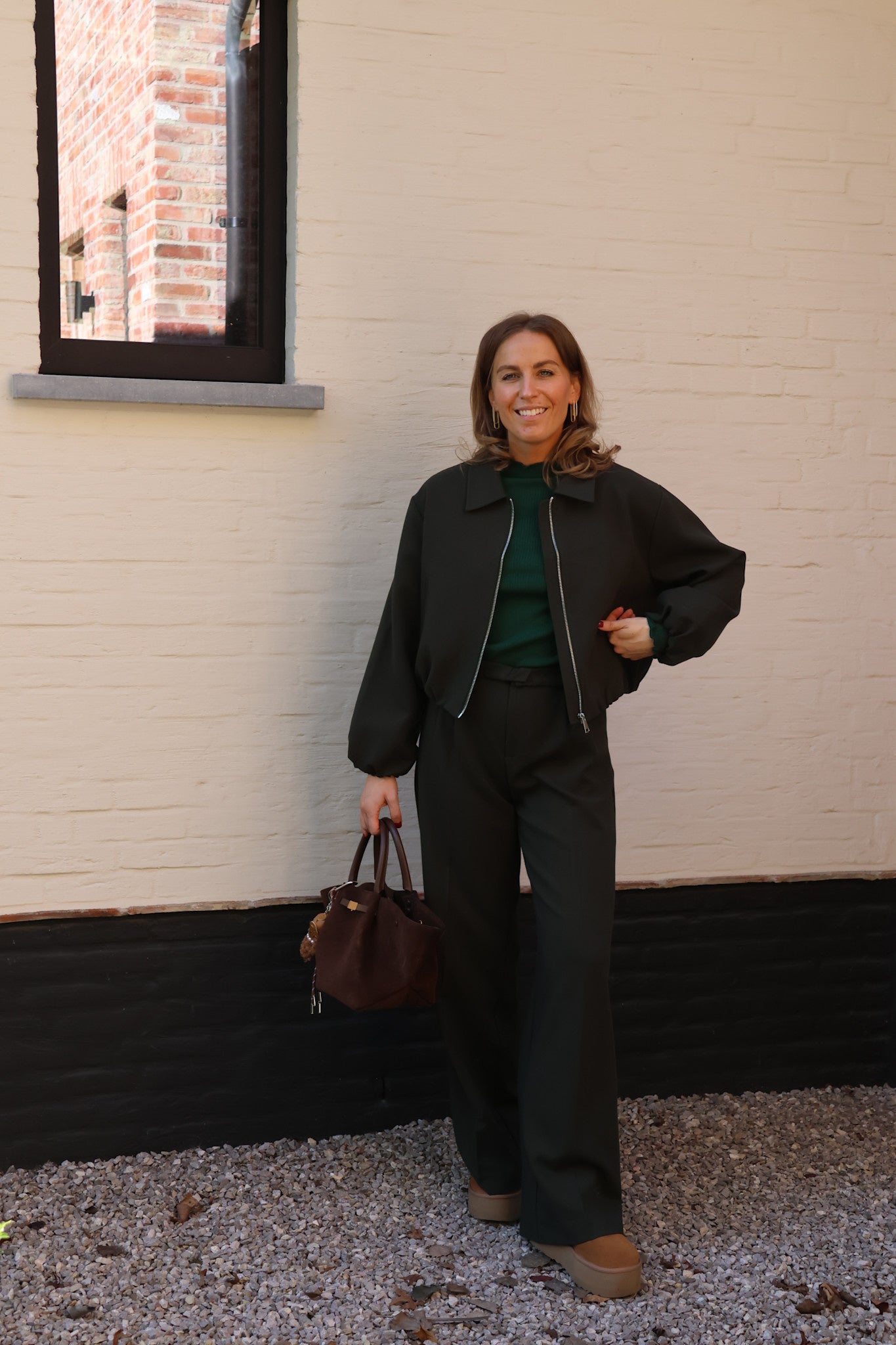 Linde cropped vestje diepgroen