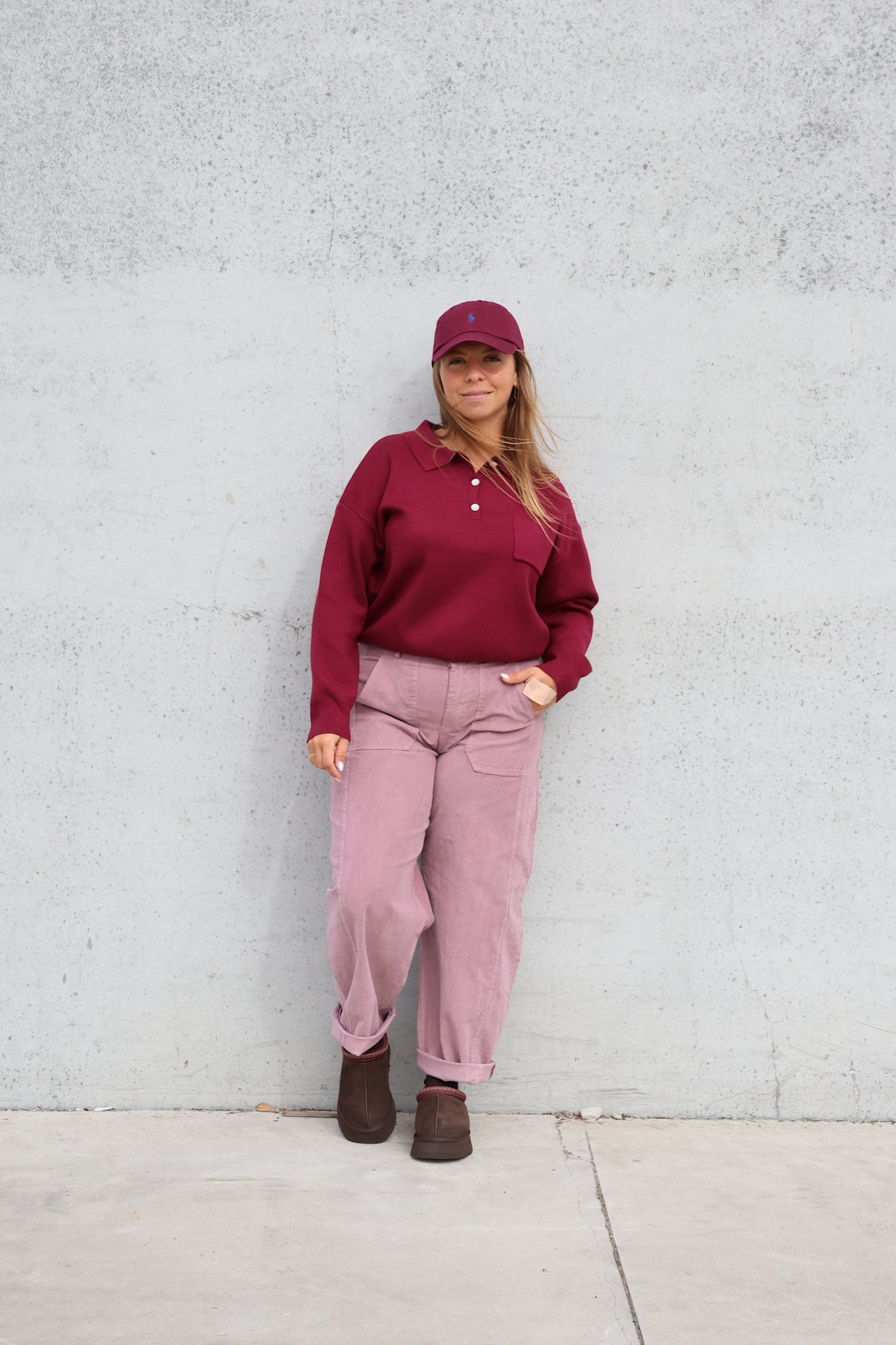 Florence polo knit burgundy