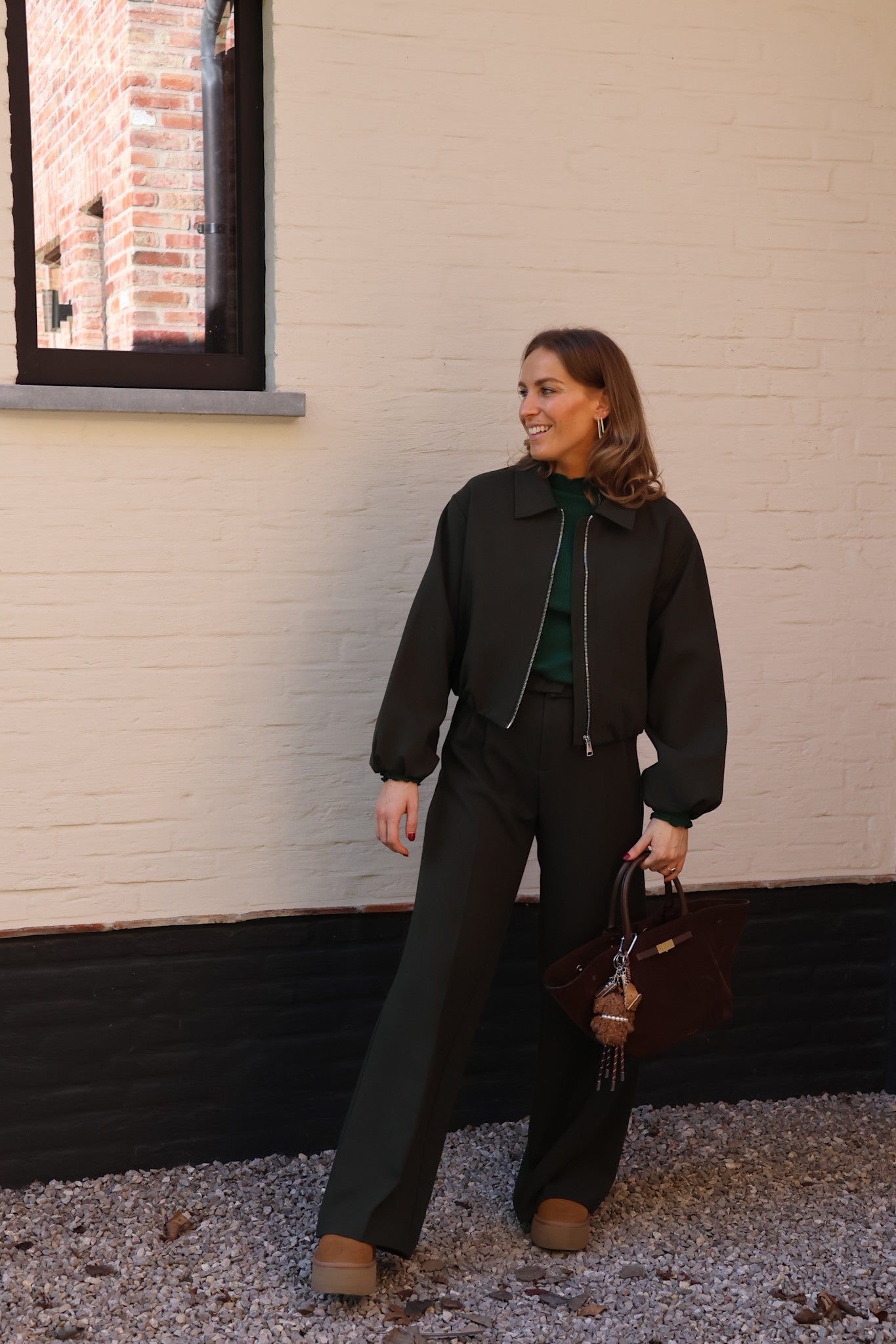 Linde cropped vestje diepgroen