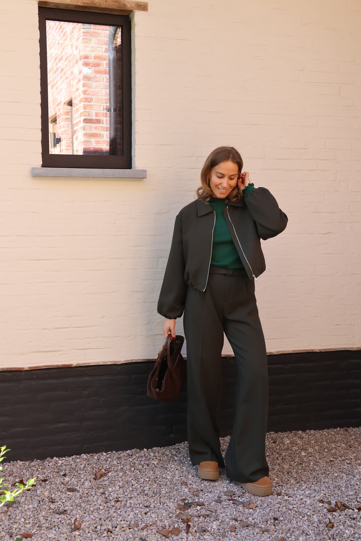 Linde cropped vestje diepgroen