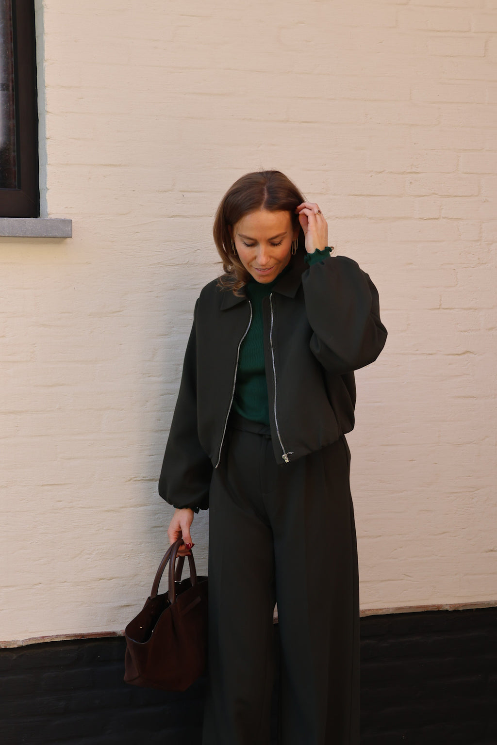 Linde cropped vestje diepgroen