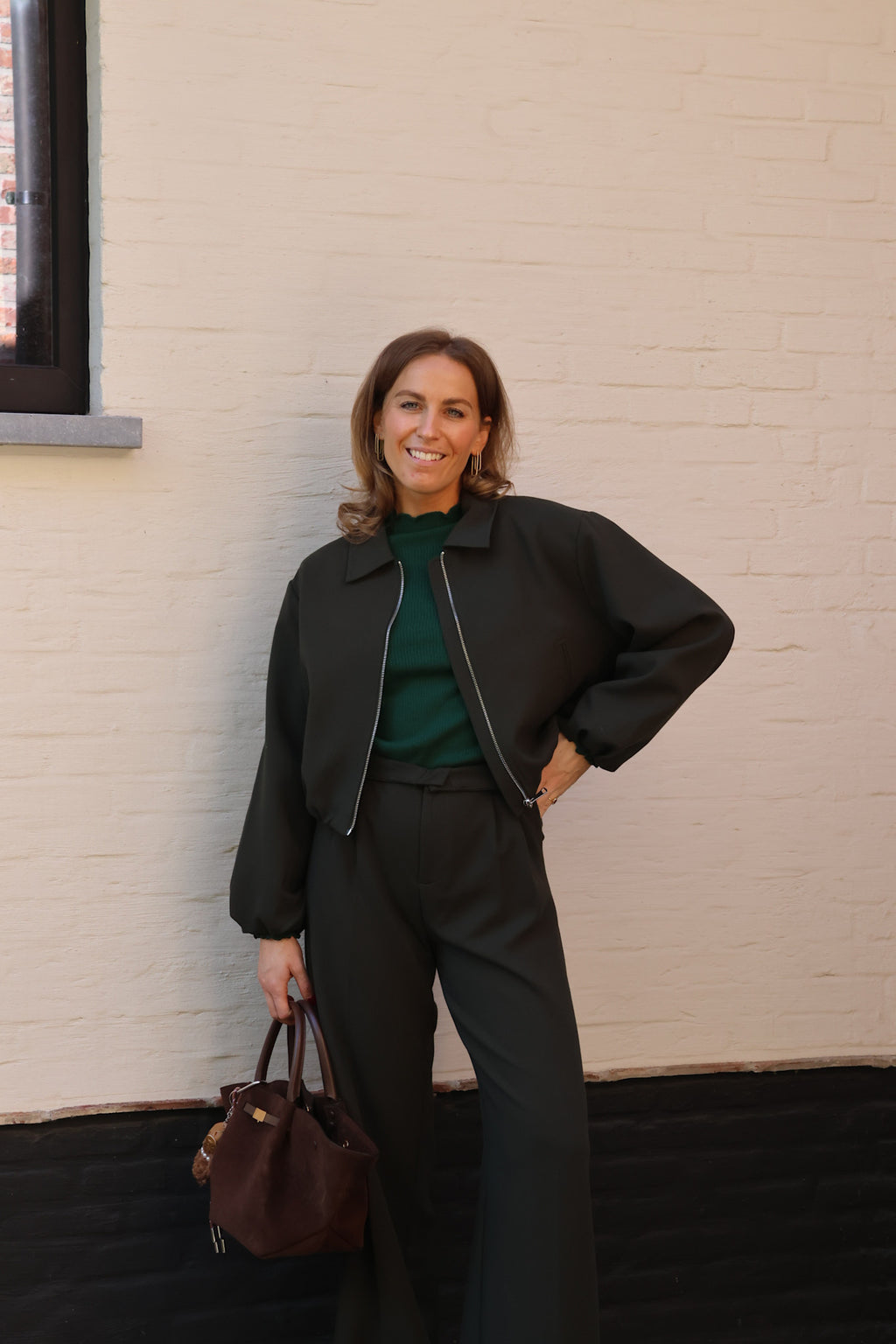 Linde cropped vestje diepgroen