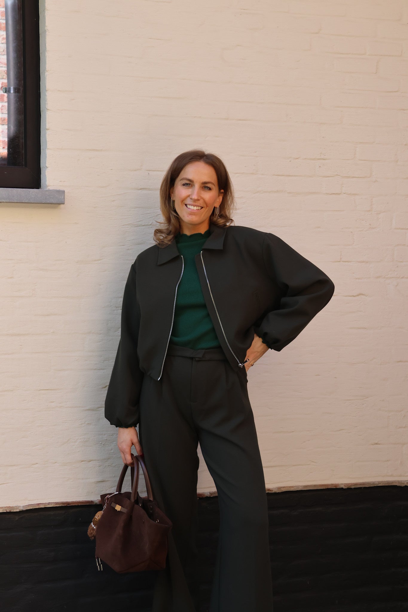 Linde cropped vestje diepgroen