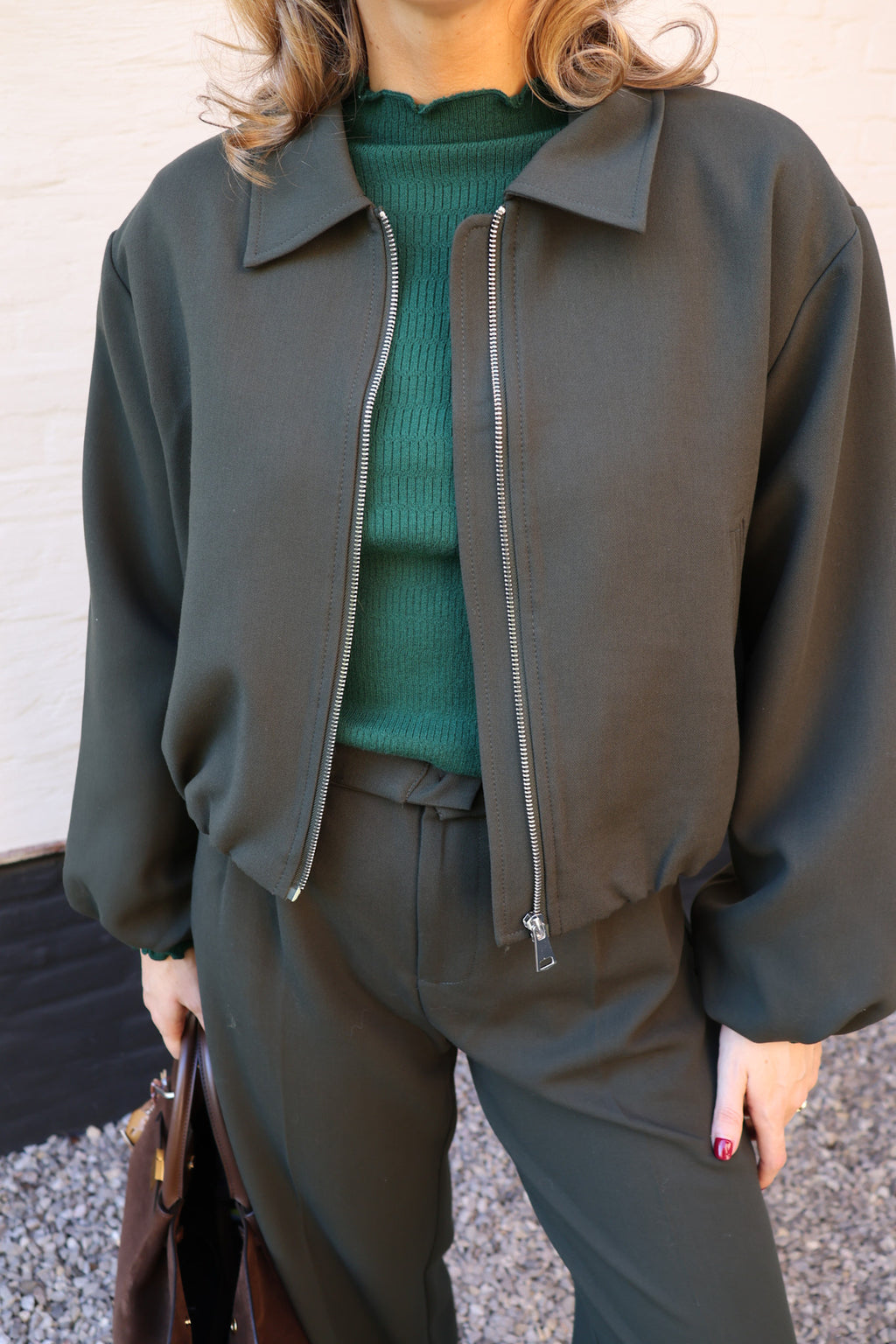 Linde cropped vestje diepgroen