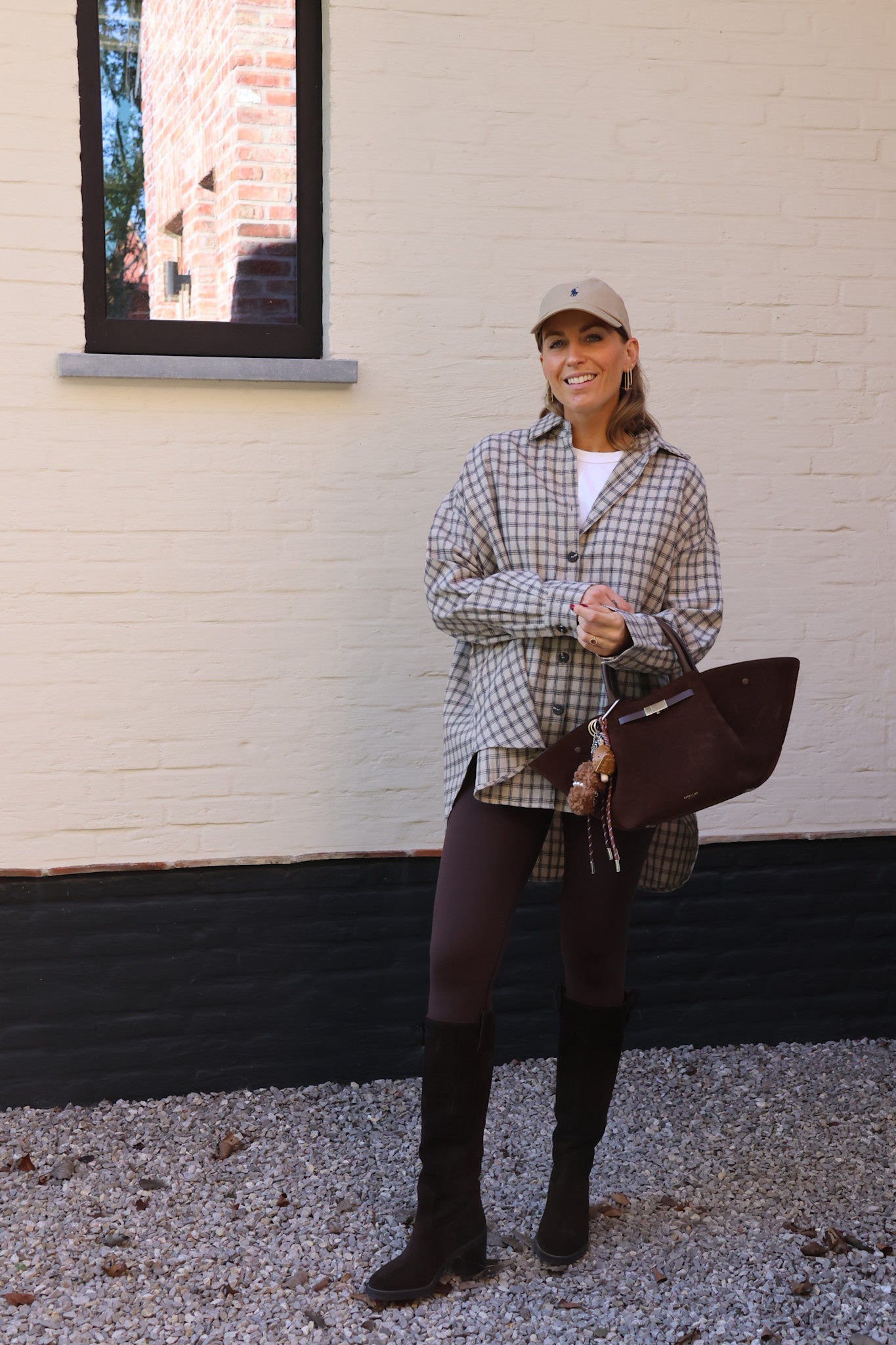 Melina geruite tuniek beige