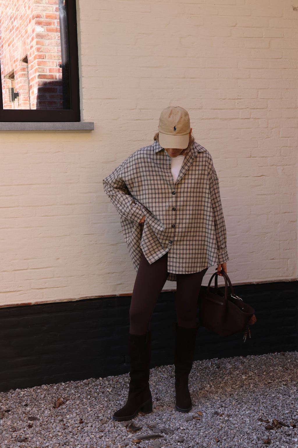 Melina geruite tuniek beige