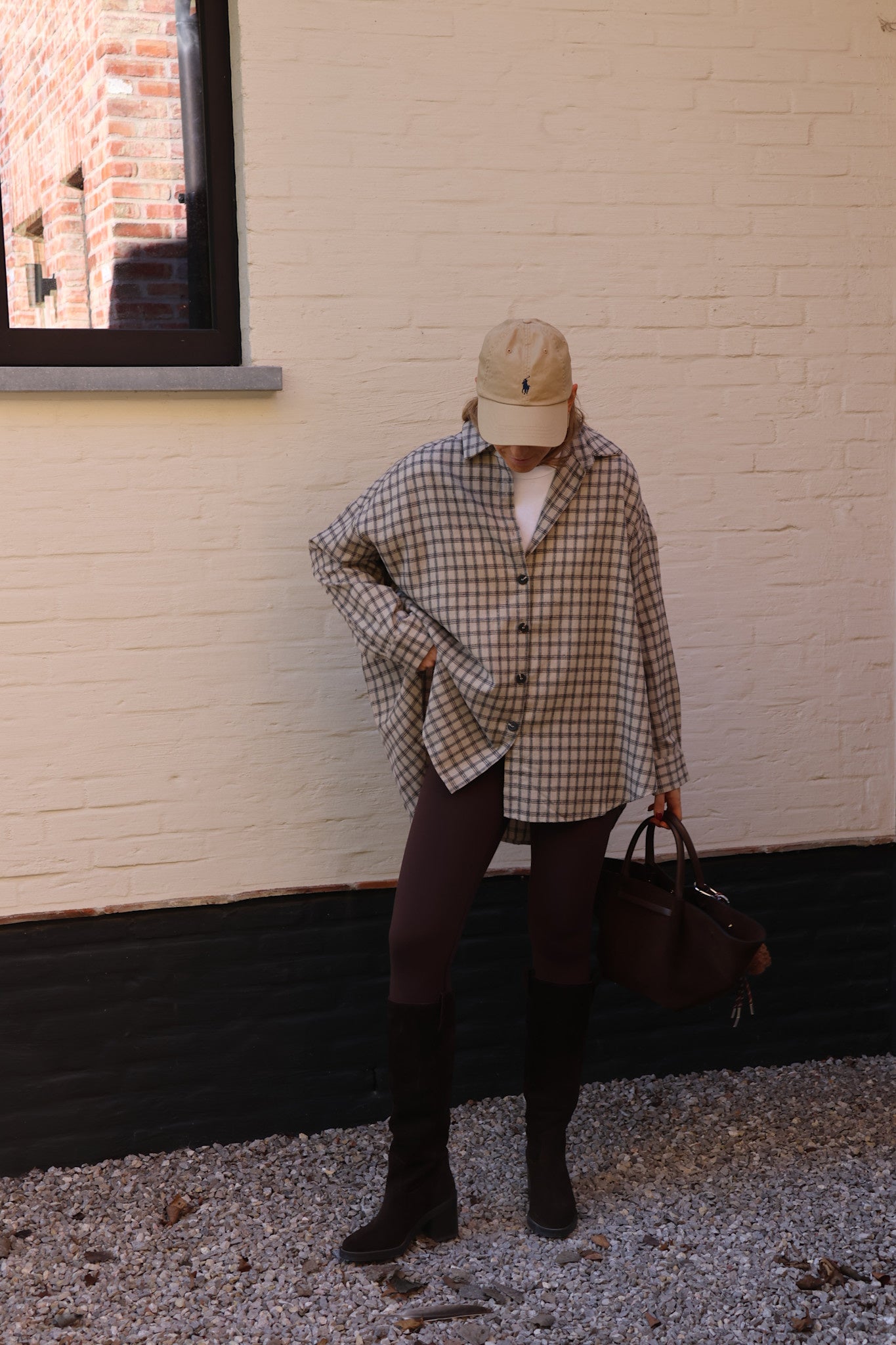 Melina geruite tuniek beige