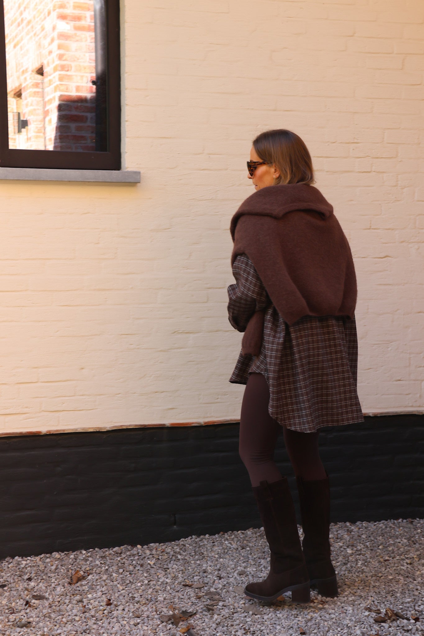 Melina geruite tuniek choco