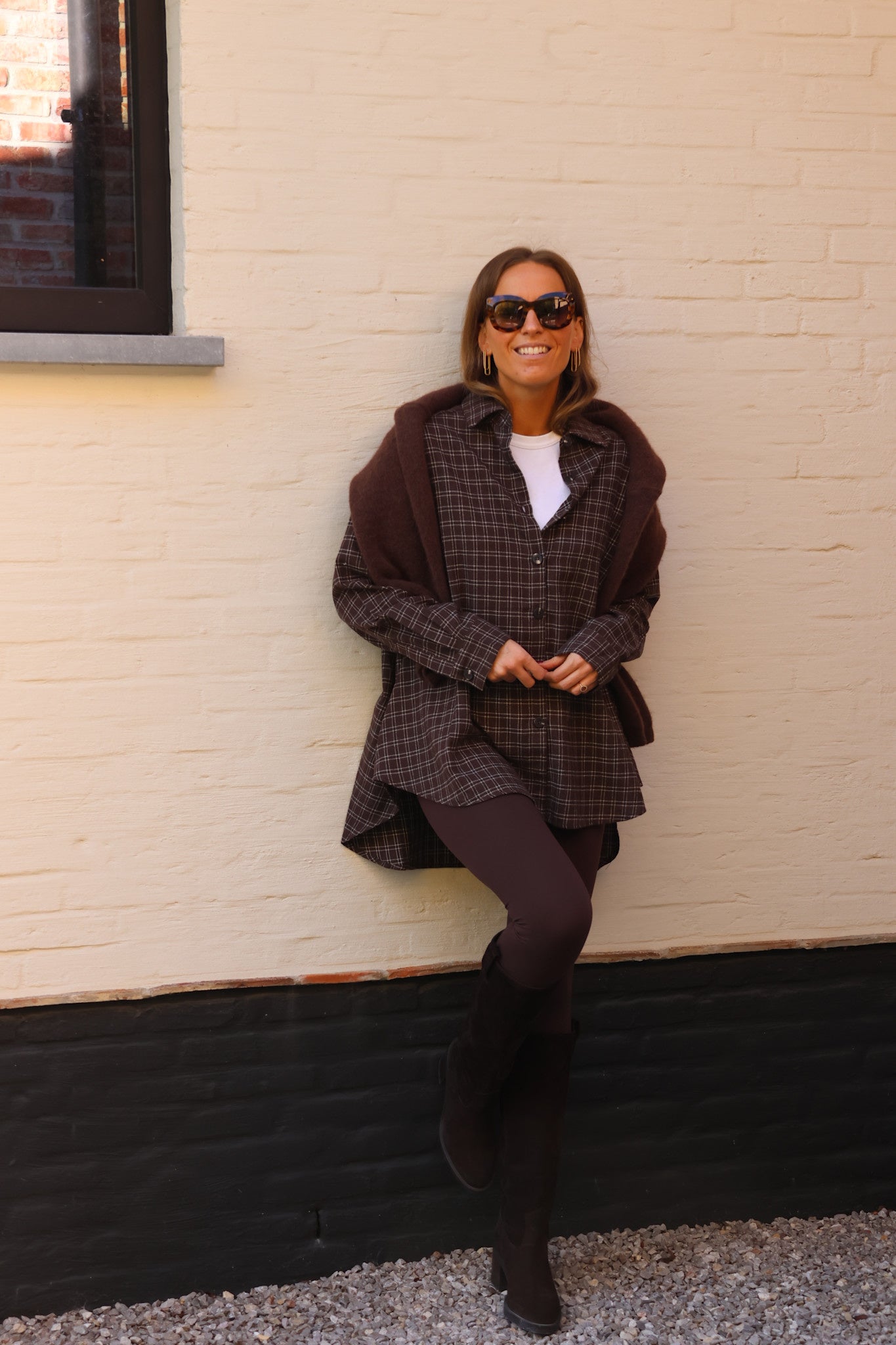 Melina geruite tuniek choco