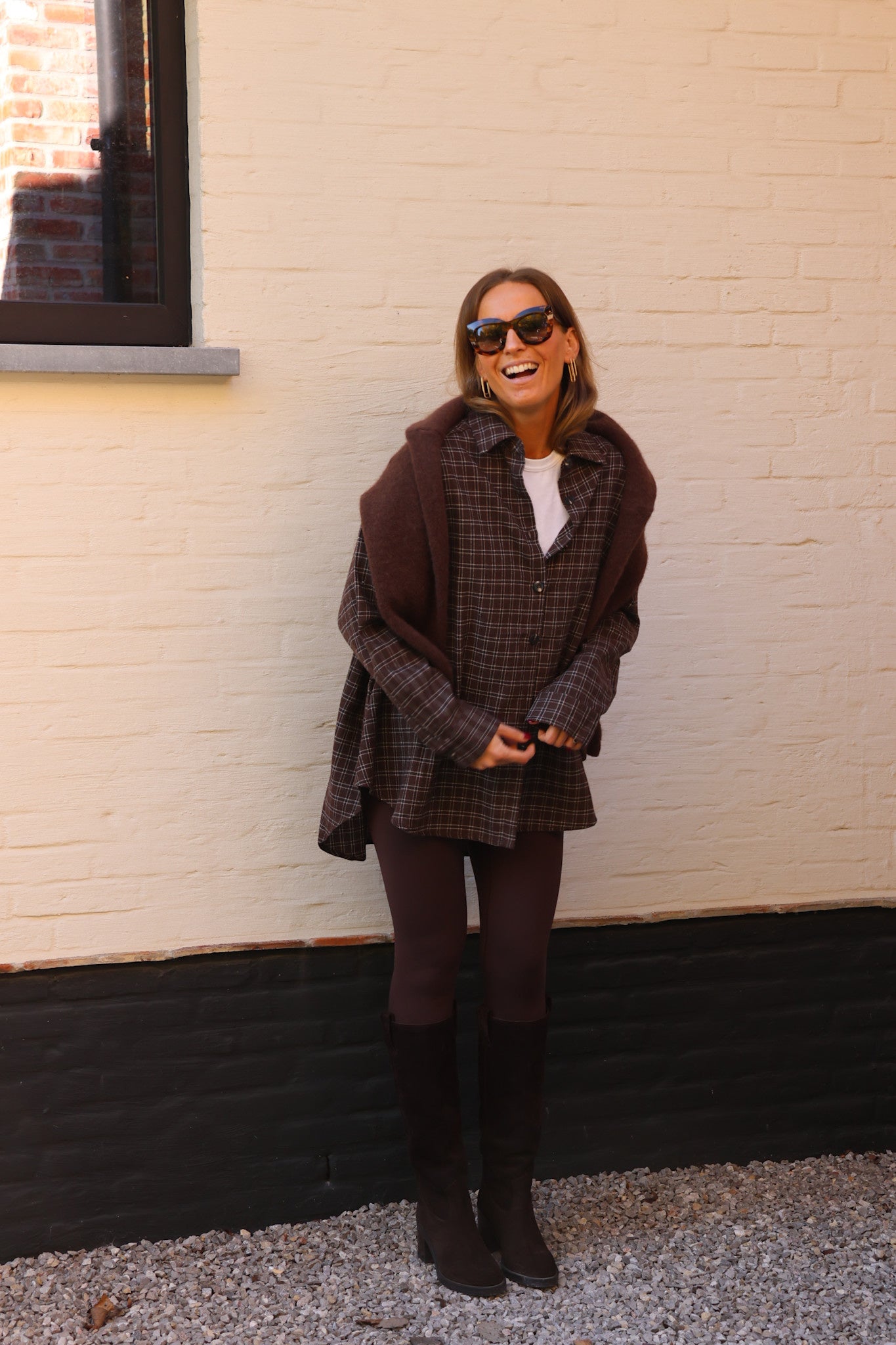 Melina geruite tuniek choco