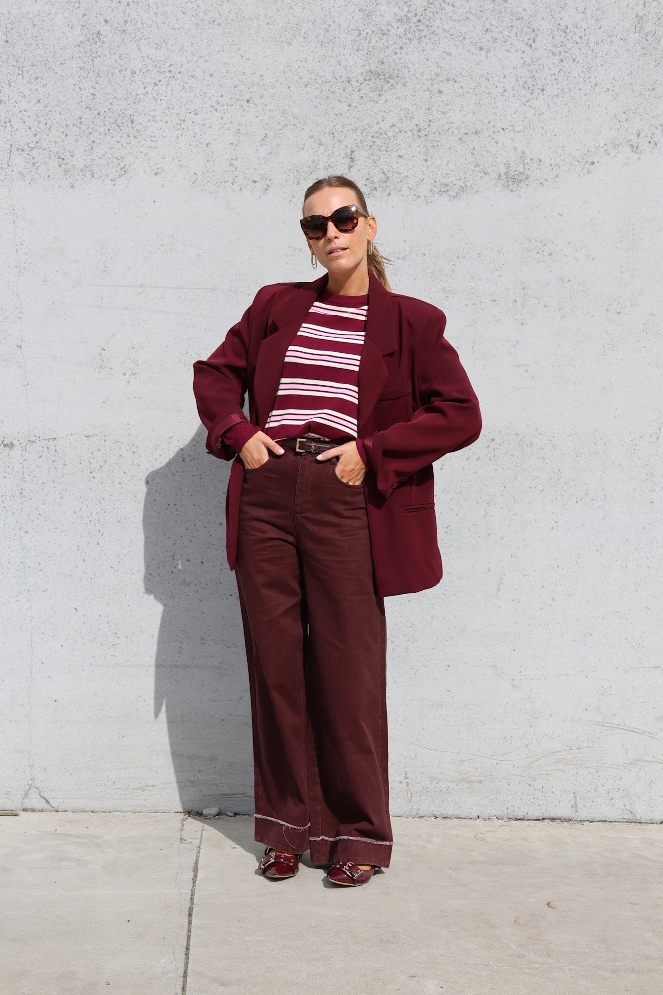 Winnie gestreept pulletje bordeaux