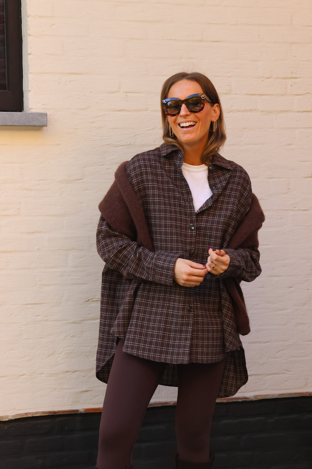 Melina geruite tuniek choco