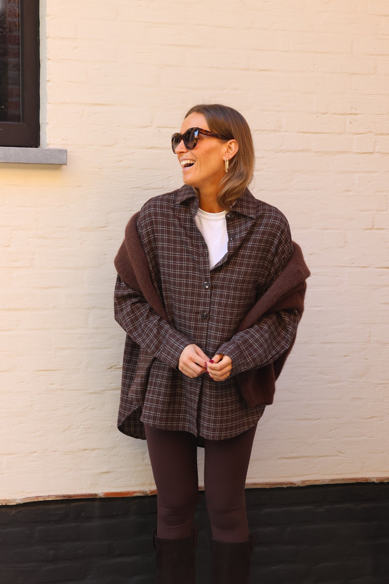 Melina geruite tuniek choco