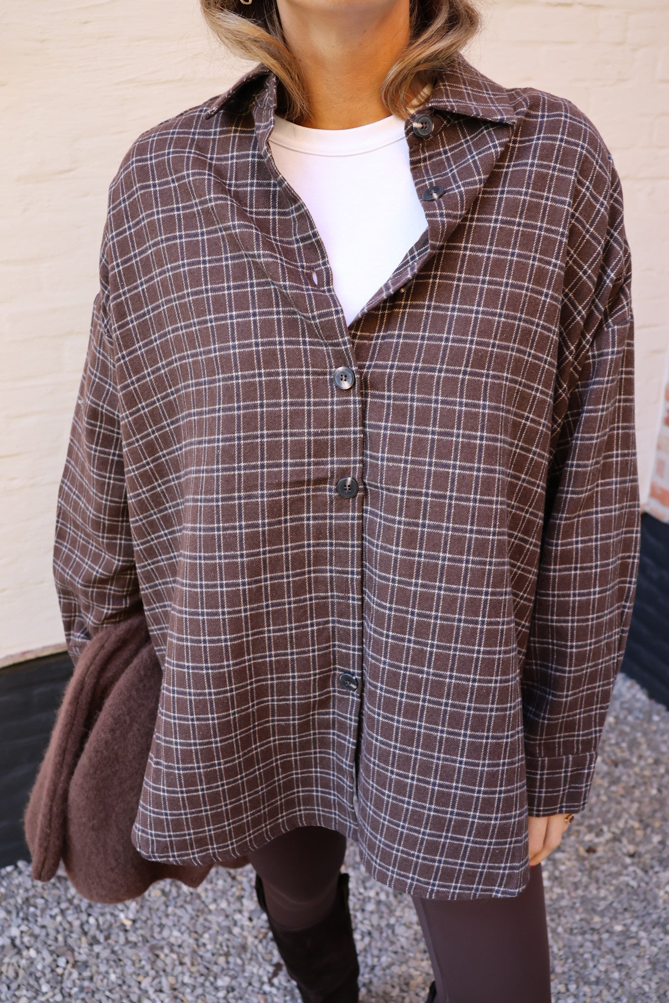 Melina geruite tuniek choco