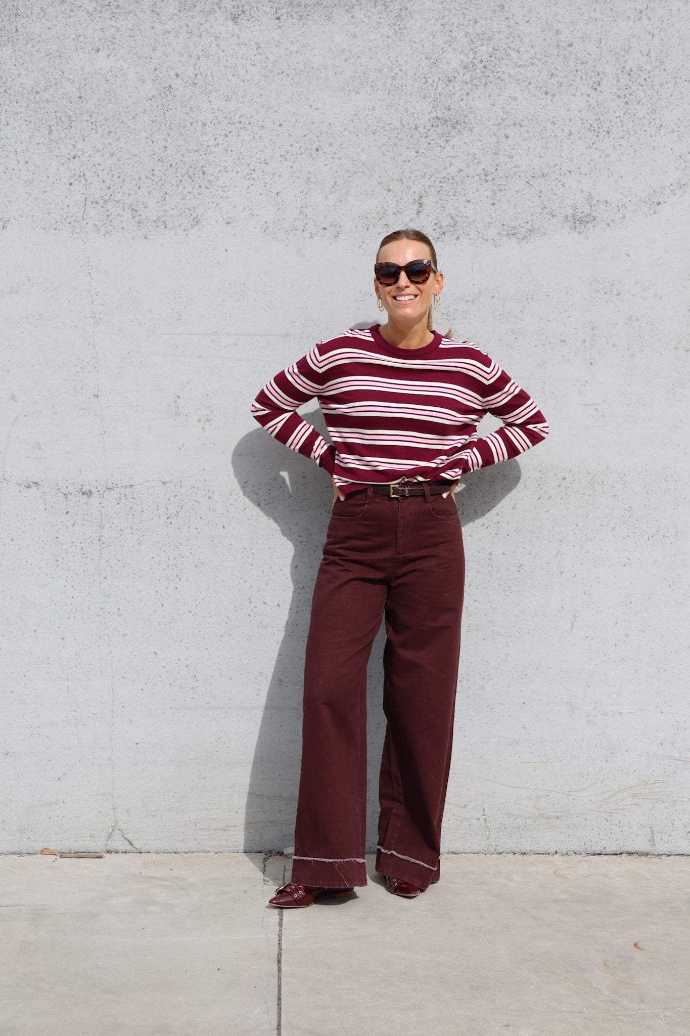 Winnie gestreept pulletje bordeaux