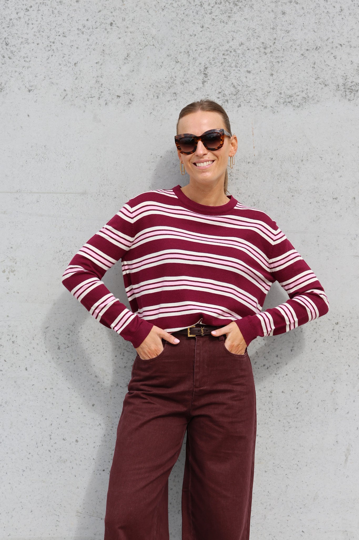 Winnie gestreept pulletje bordeaux