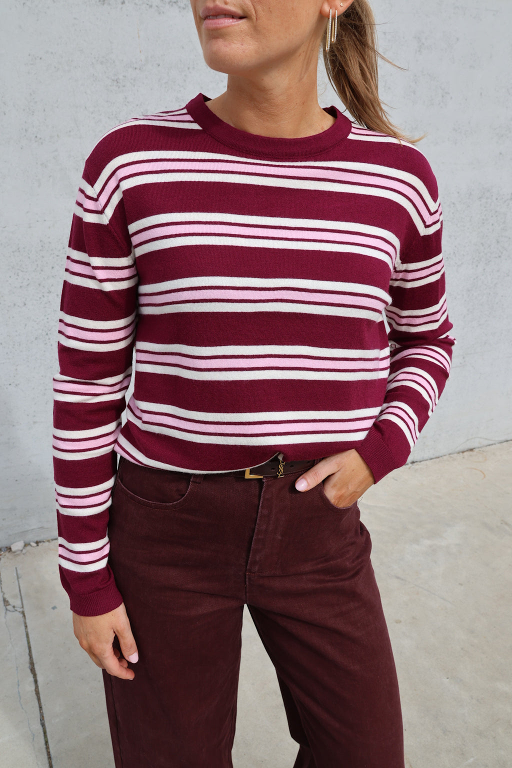Winnie gestreept pulletje bordeaux
