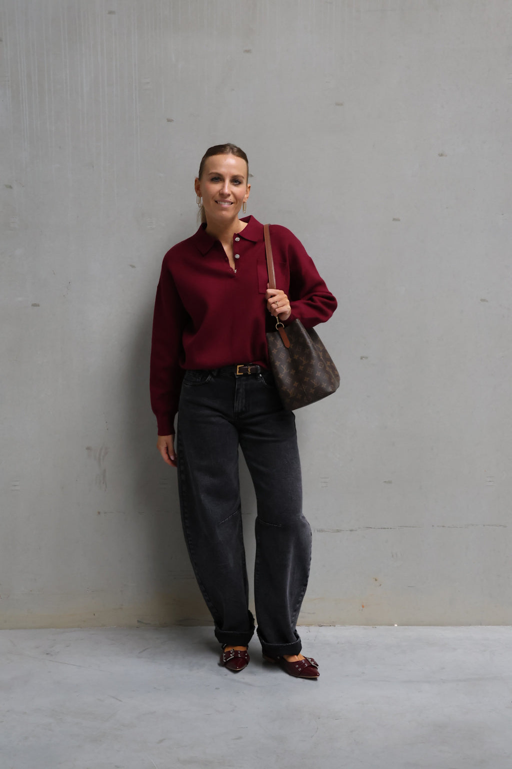Florence polo knit burgundy