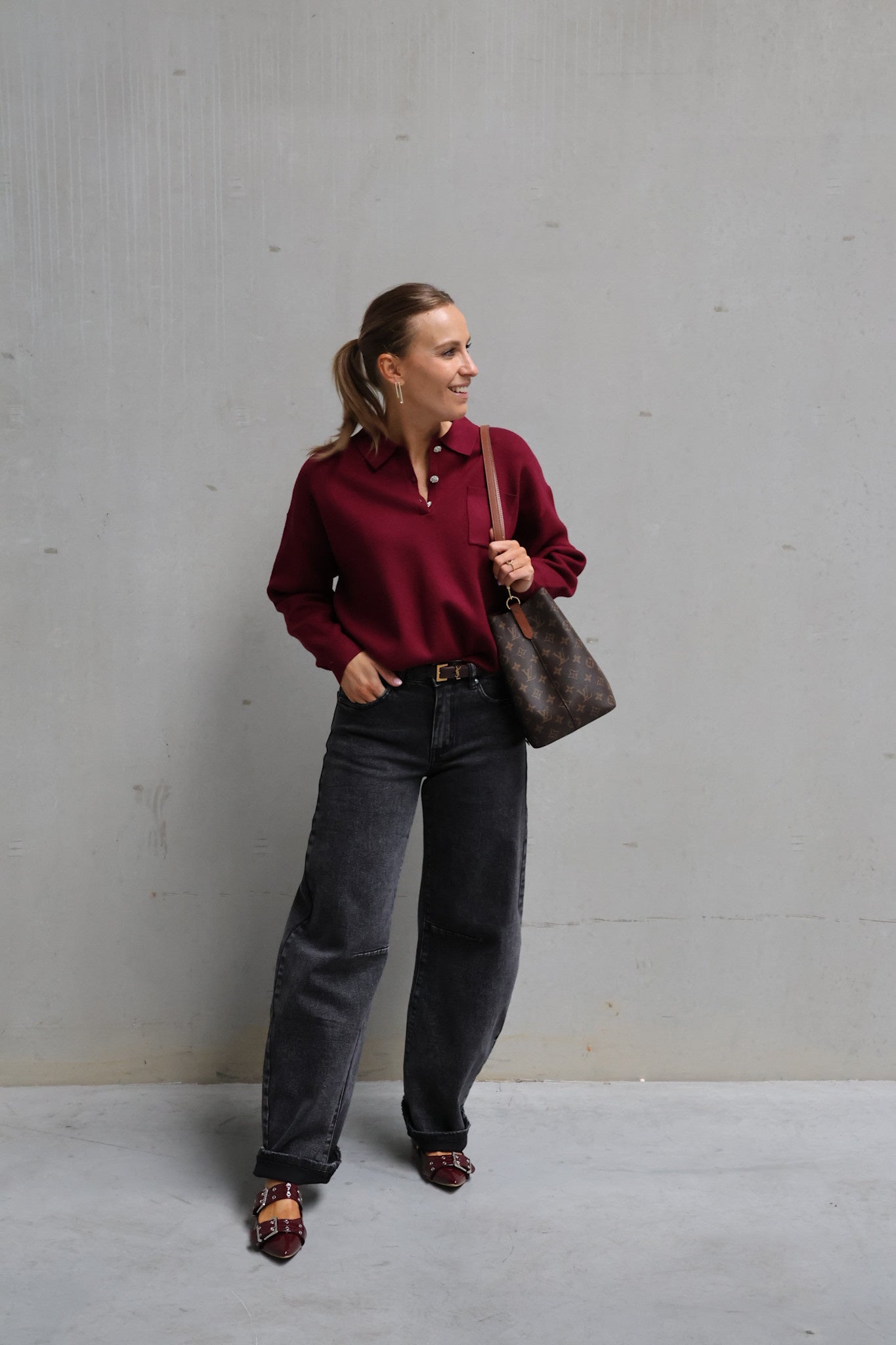 Florence polo knit burgundy