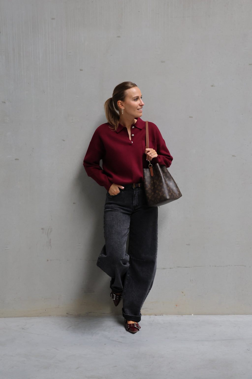 Florence polo knit burgundy
