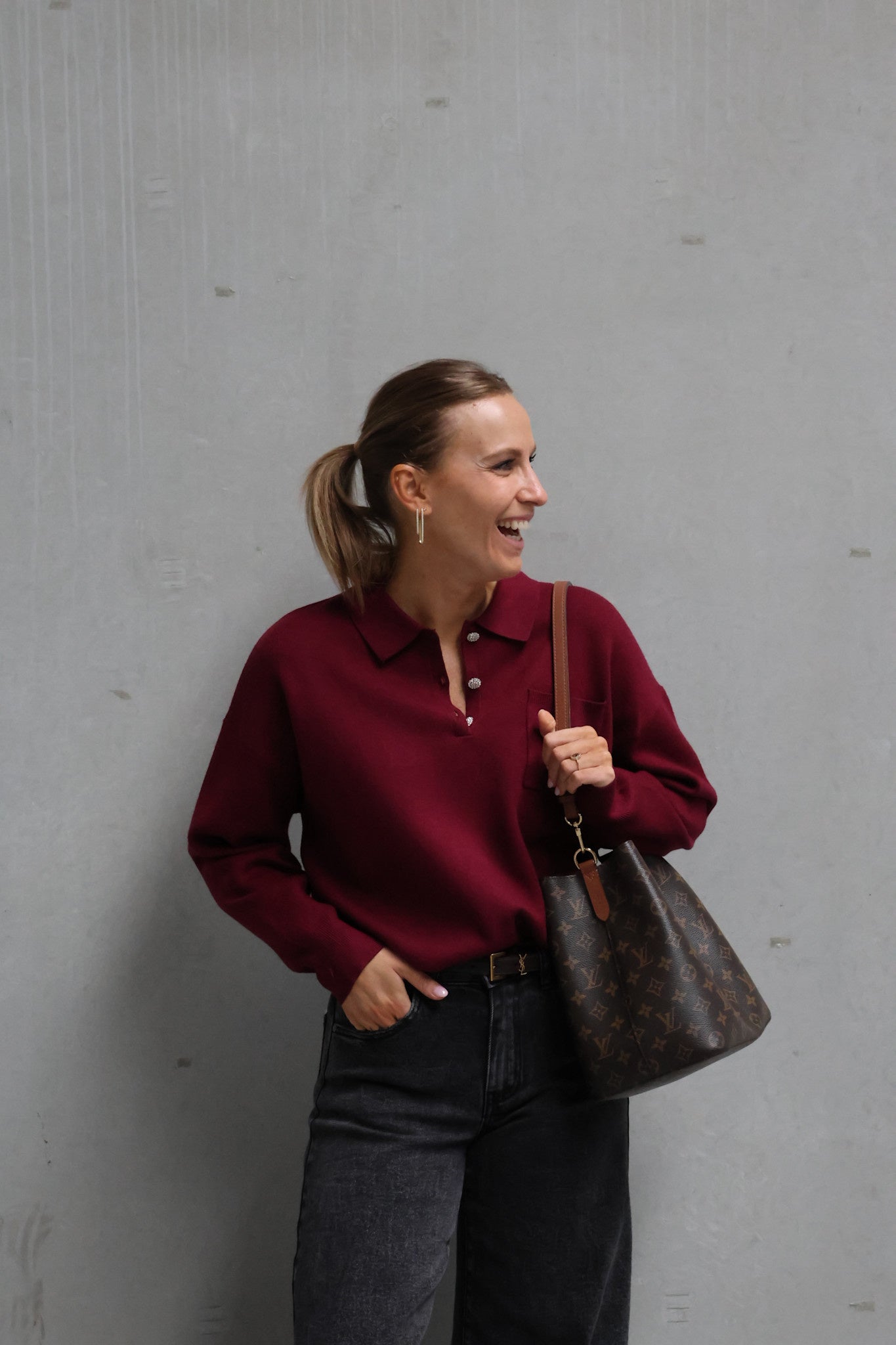 Florence polo knit burgundy
