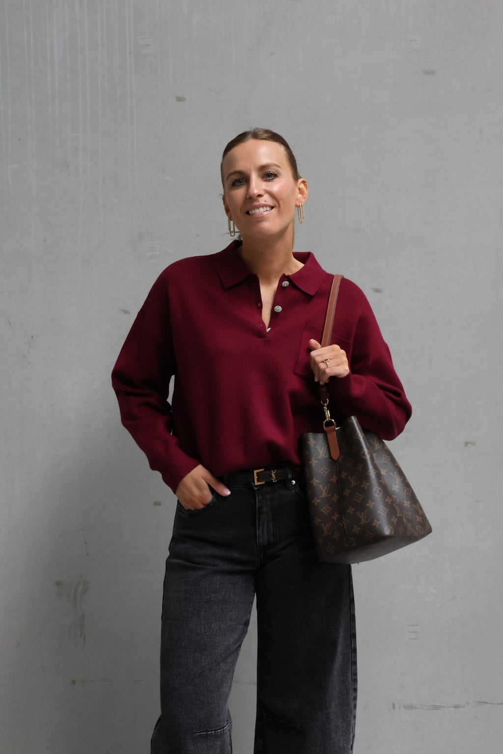 Florence polo knit burgundy