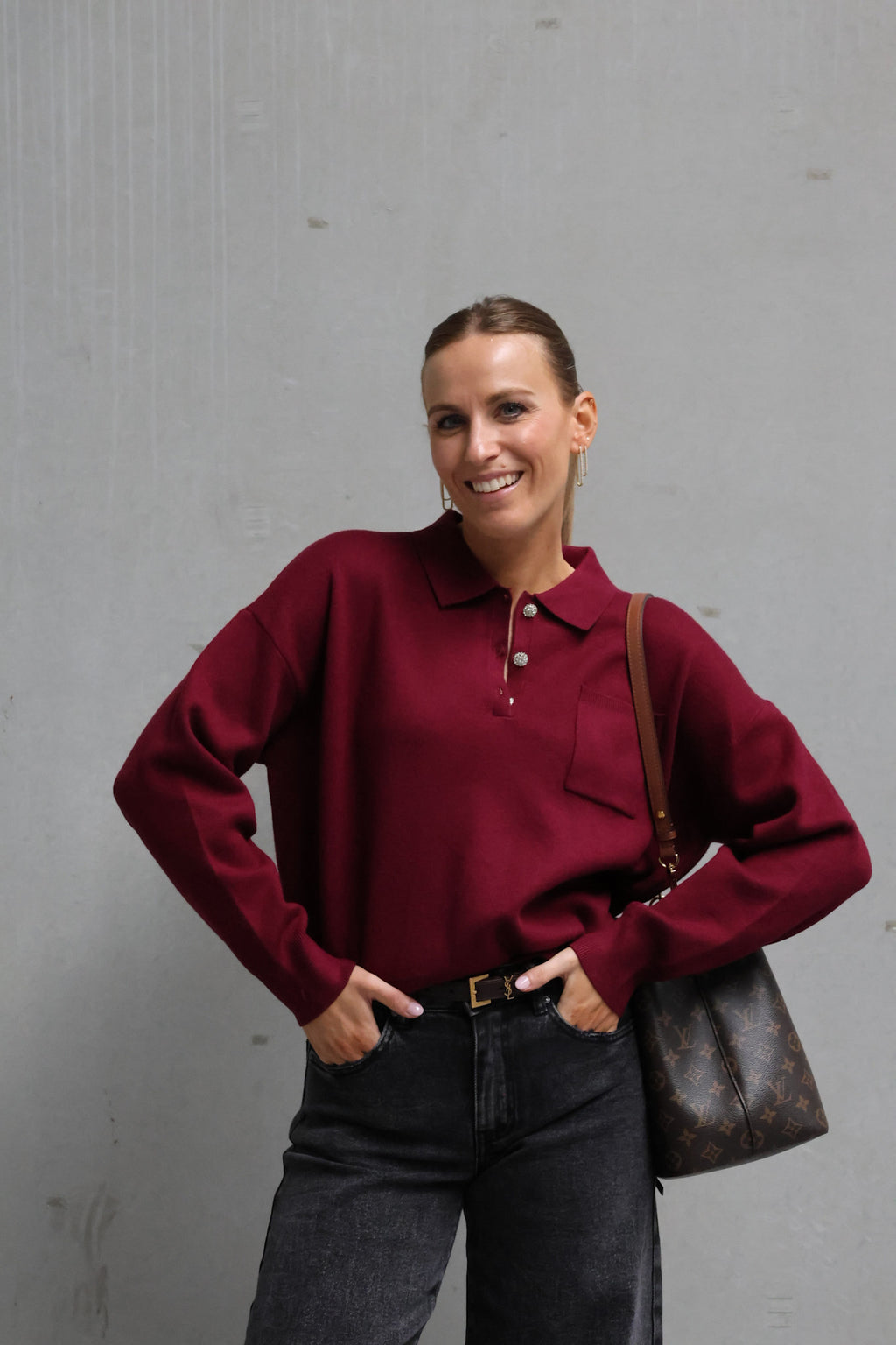 Florence polo knit burgundy