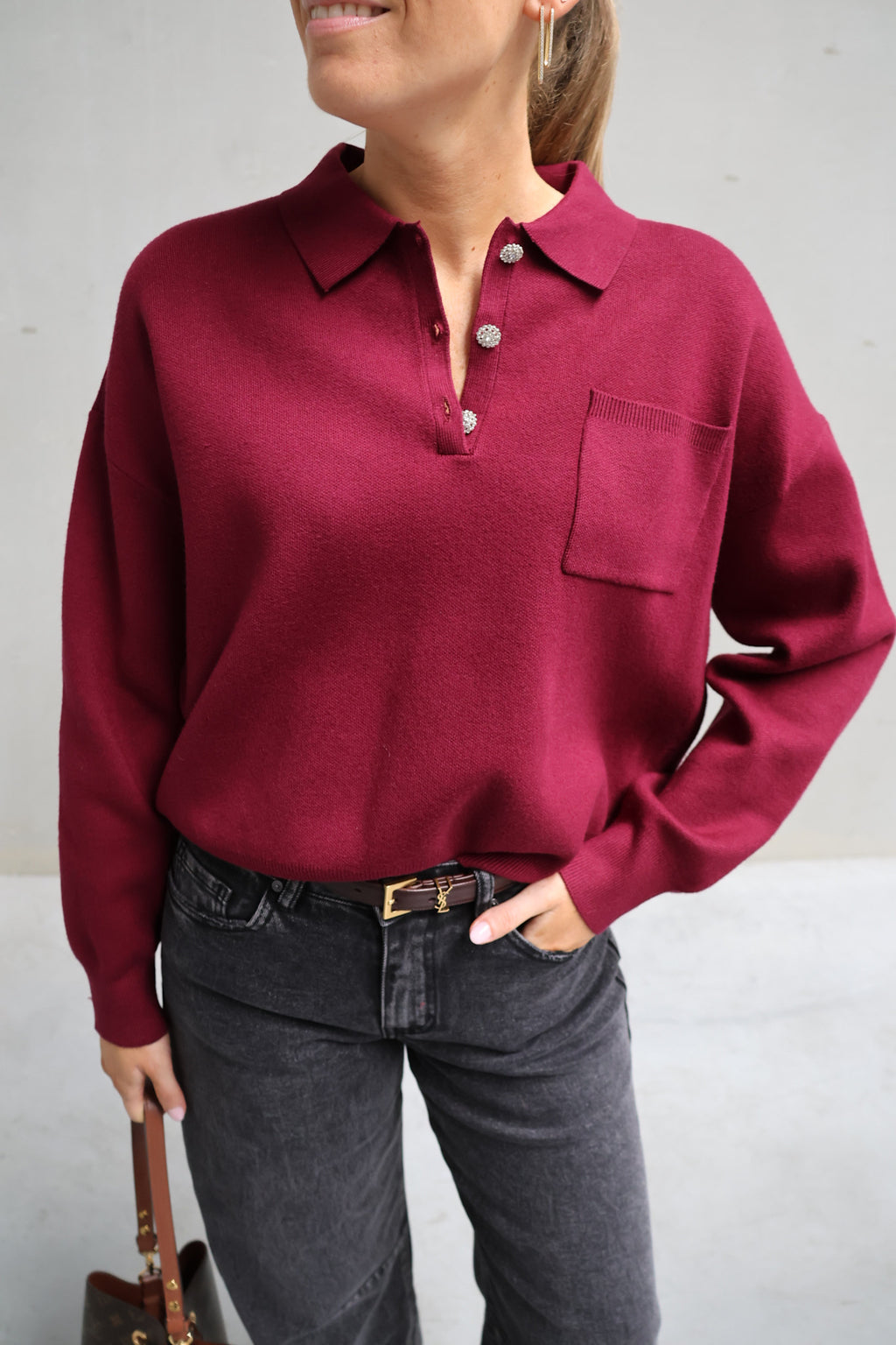 Florence polo knit burgundy