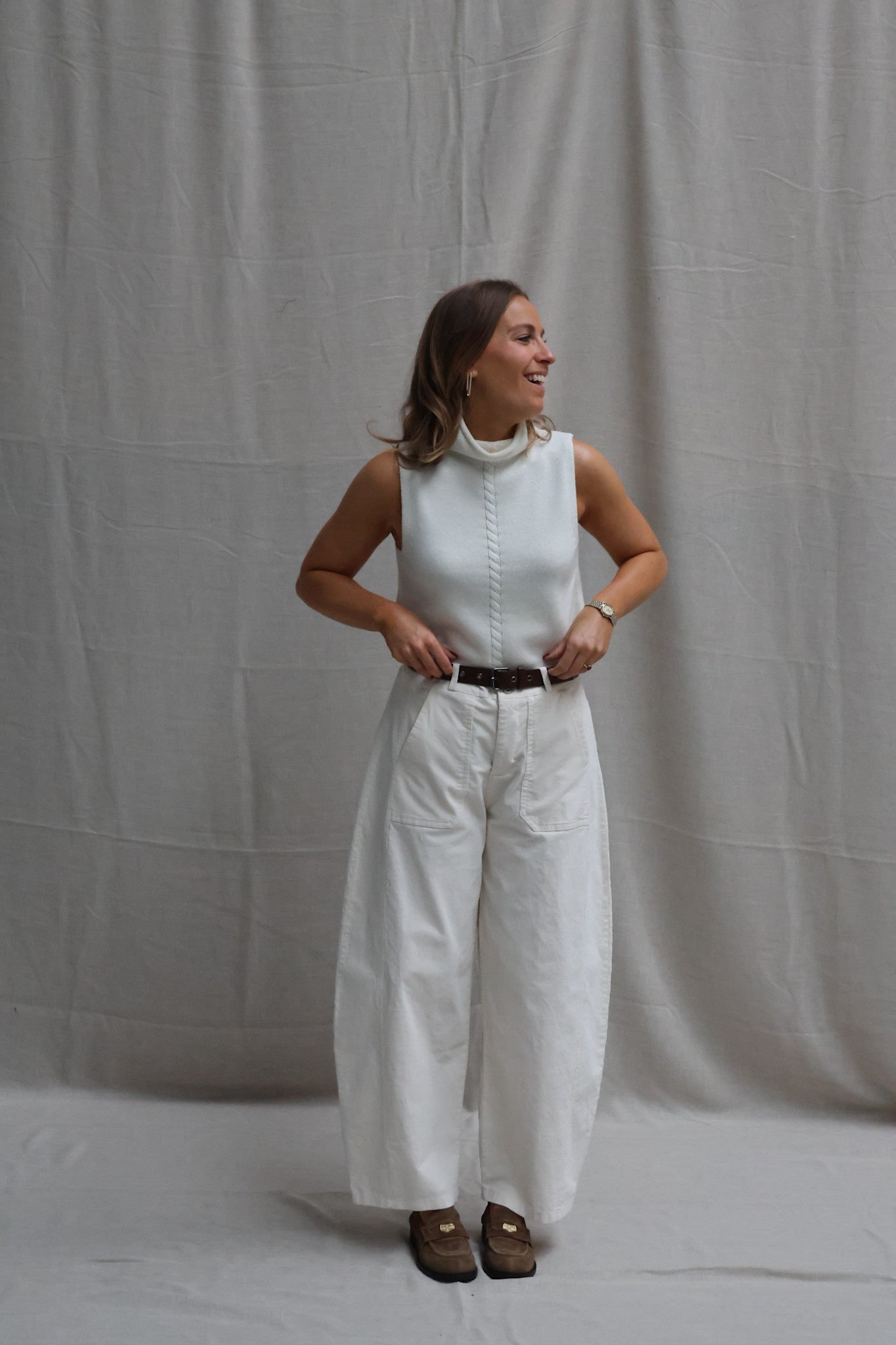 Nalou high neck top offwhite